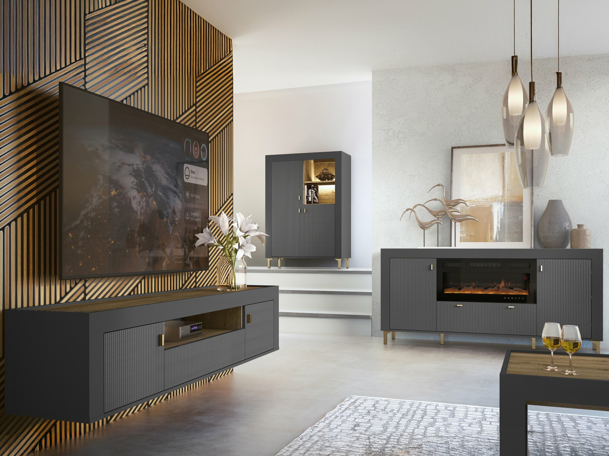 Ensemble de salon Mormavu 115 (Noir mat)