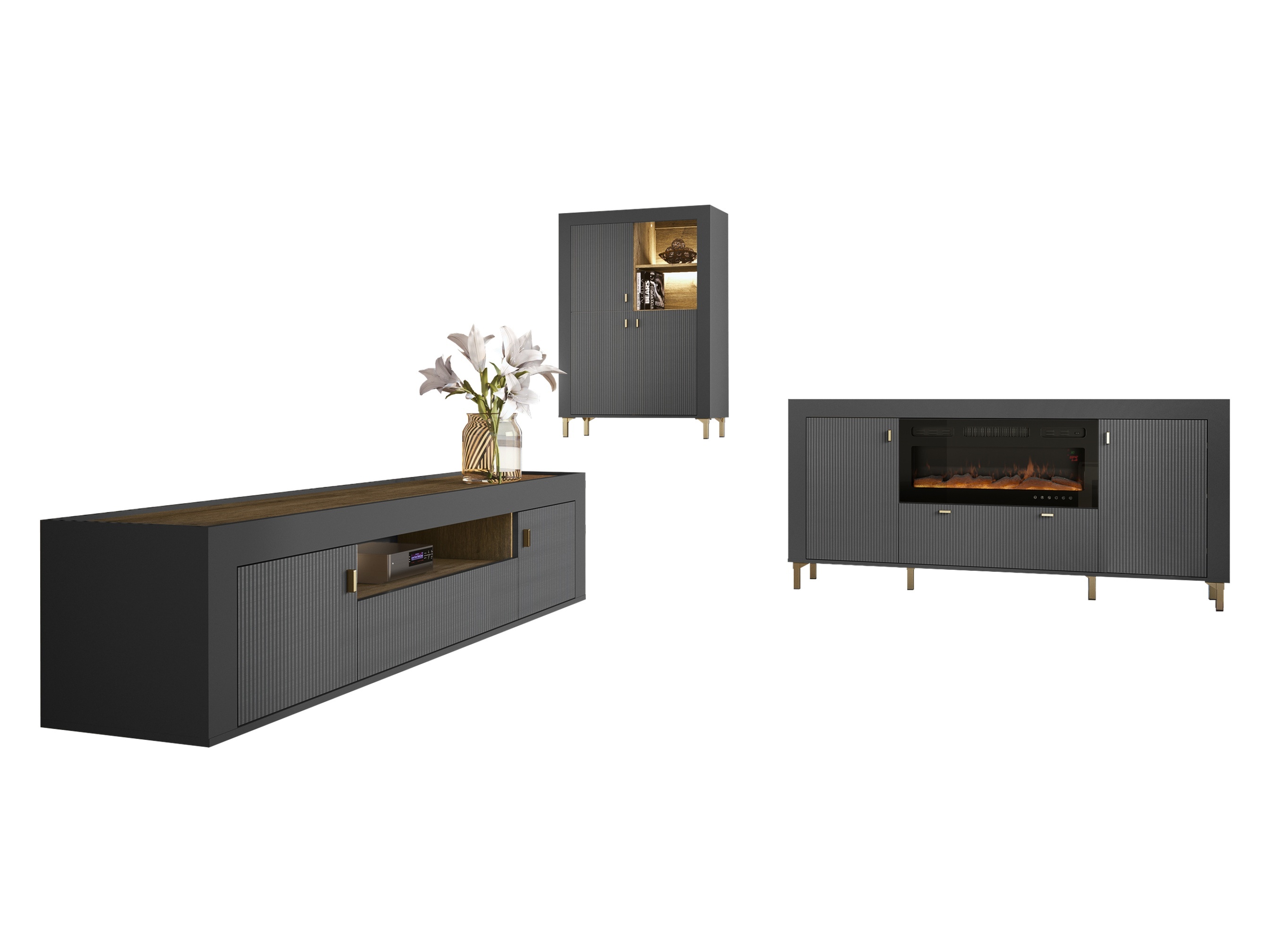 Ensemble de salon Mormavu 115 (Noir mat)