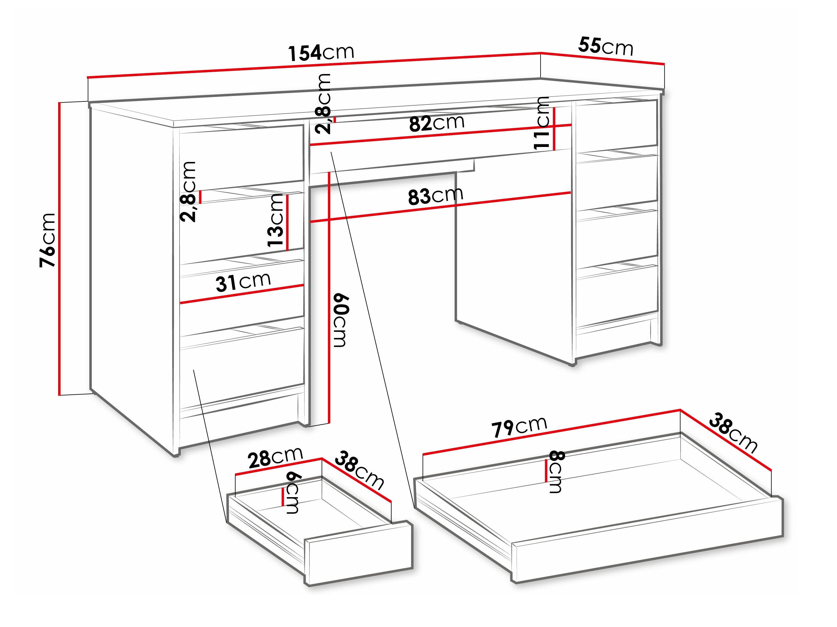 Bureau Comfivo 401 (Blanc)
