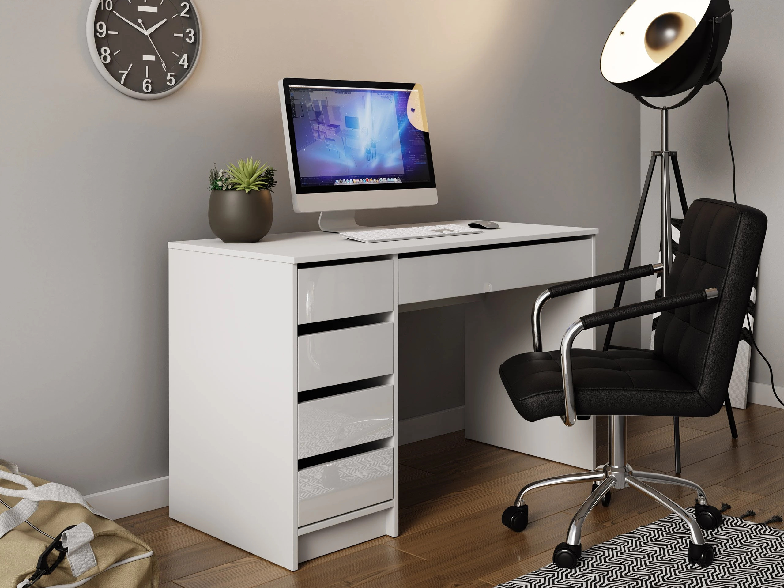 Bureau Comfivo Terros I (Blanc + Blanc brillant)