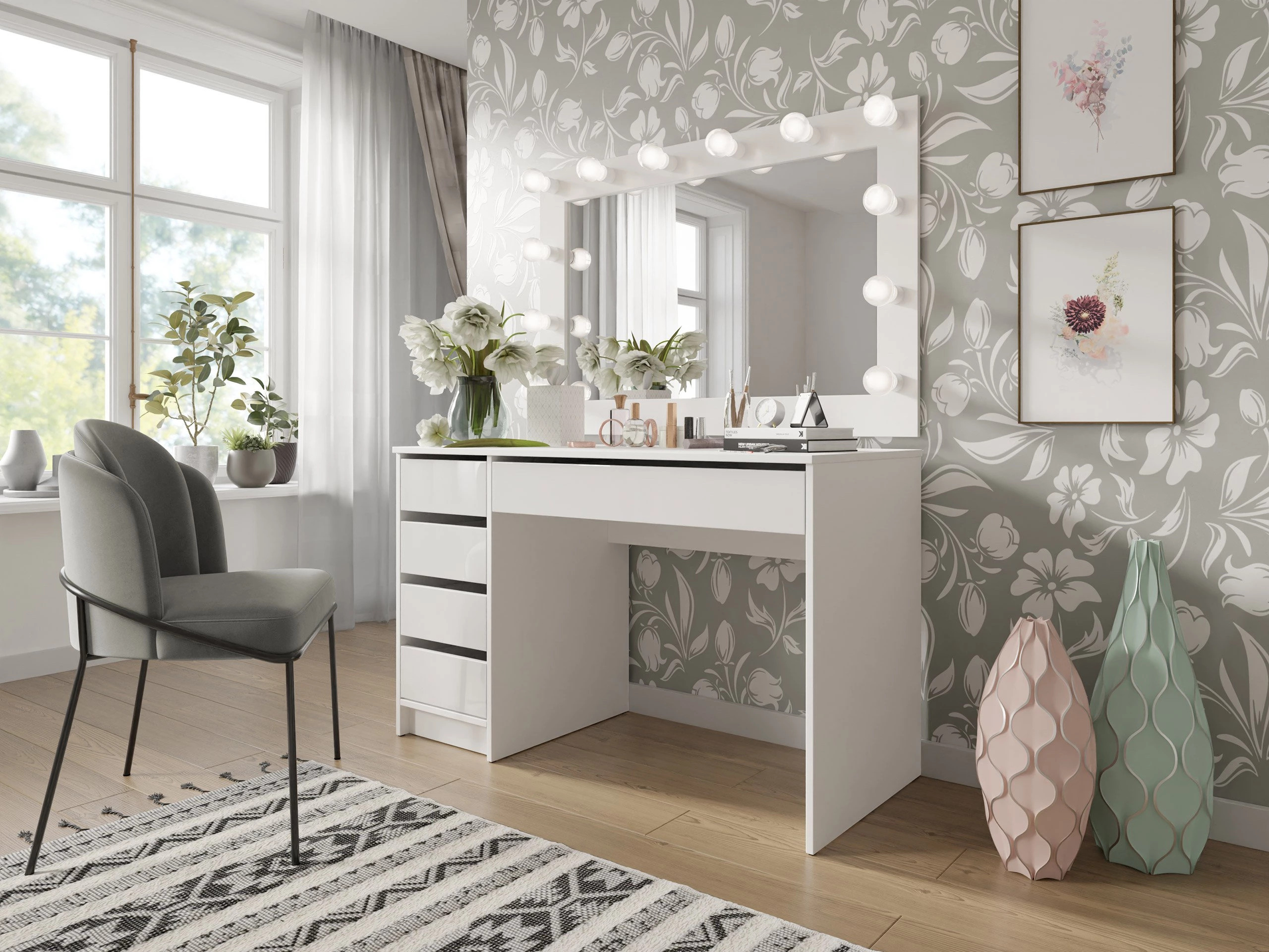 Bureau Comfivo Terros I (Blanc + Blanc brillant)