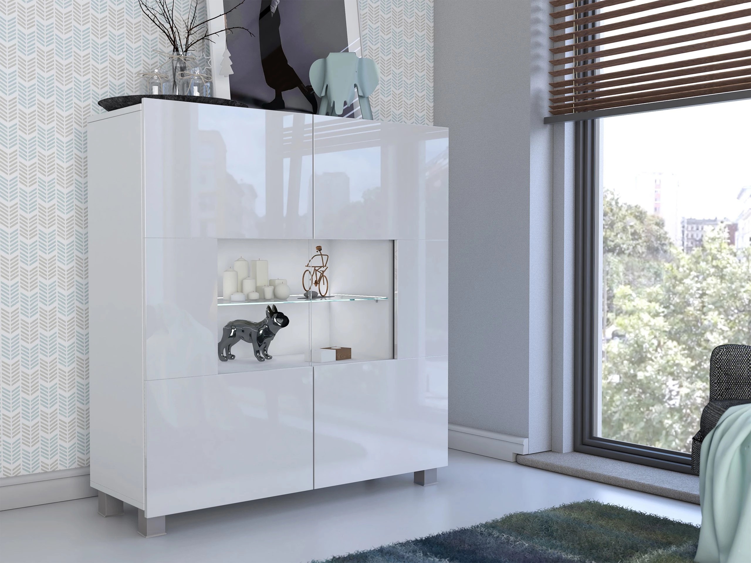 Buffet Remus (Blanc + Blanc brillant)