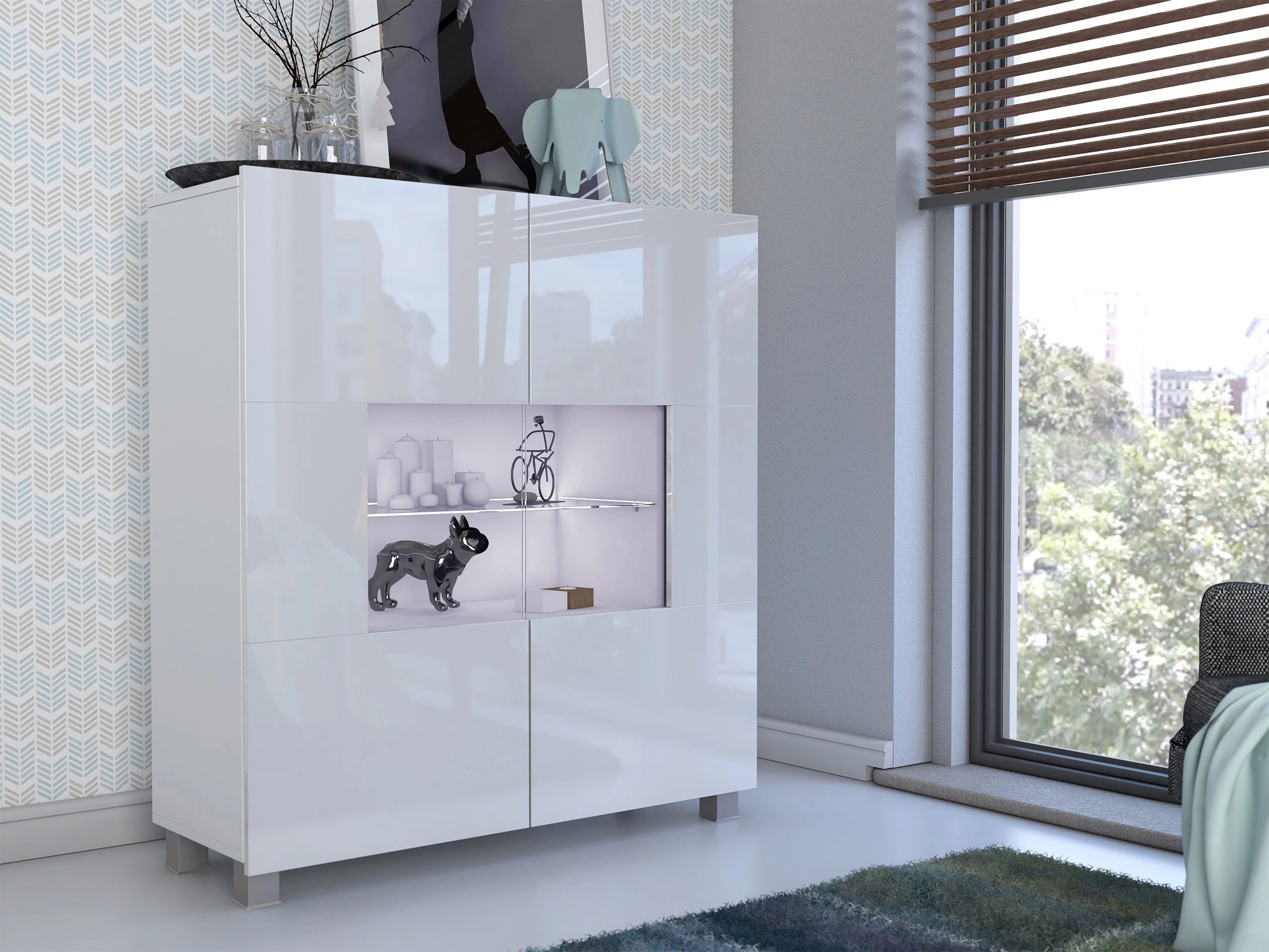 Buffet Remus (Blanc + Blanc brillant)