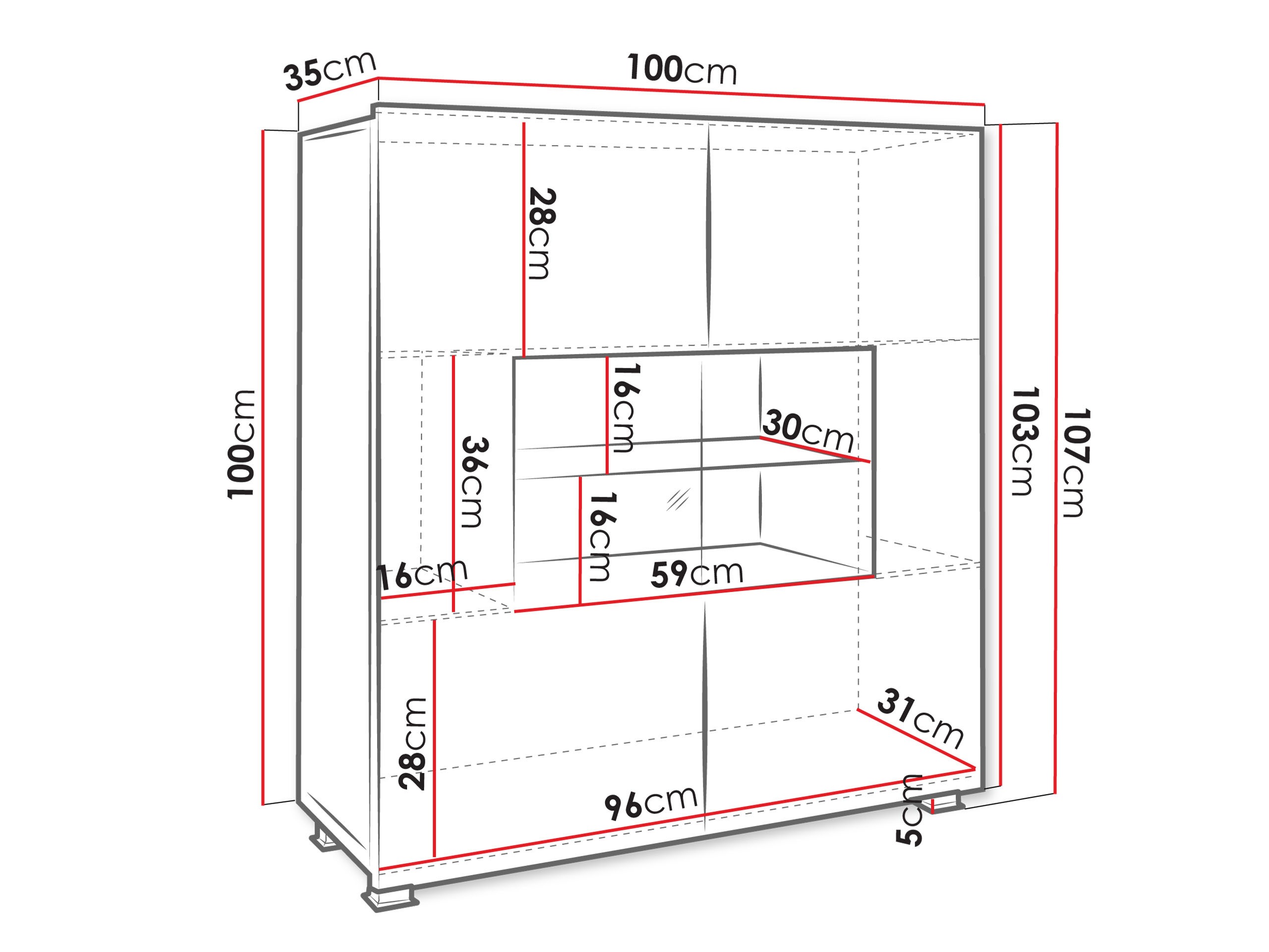 Buffet Tivdalu 100 (Blanc + Blanc brillant)