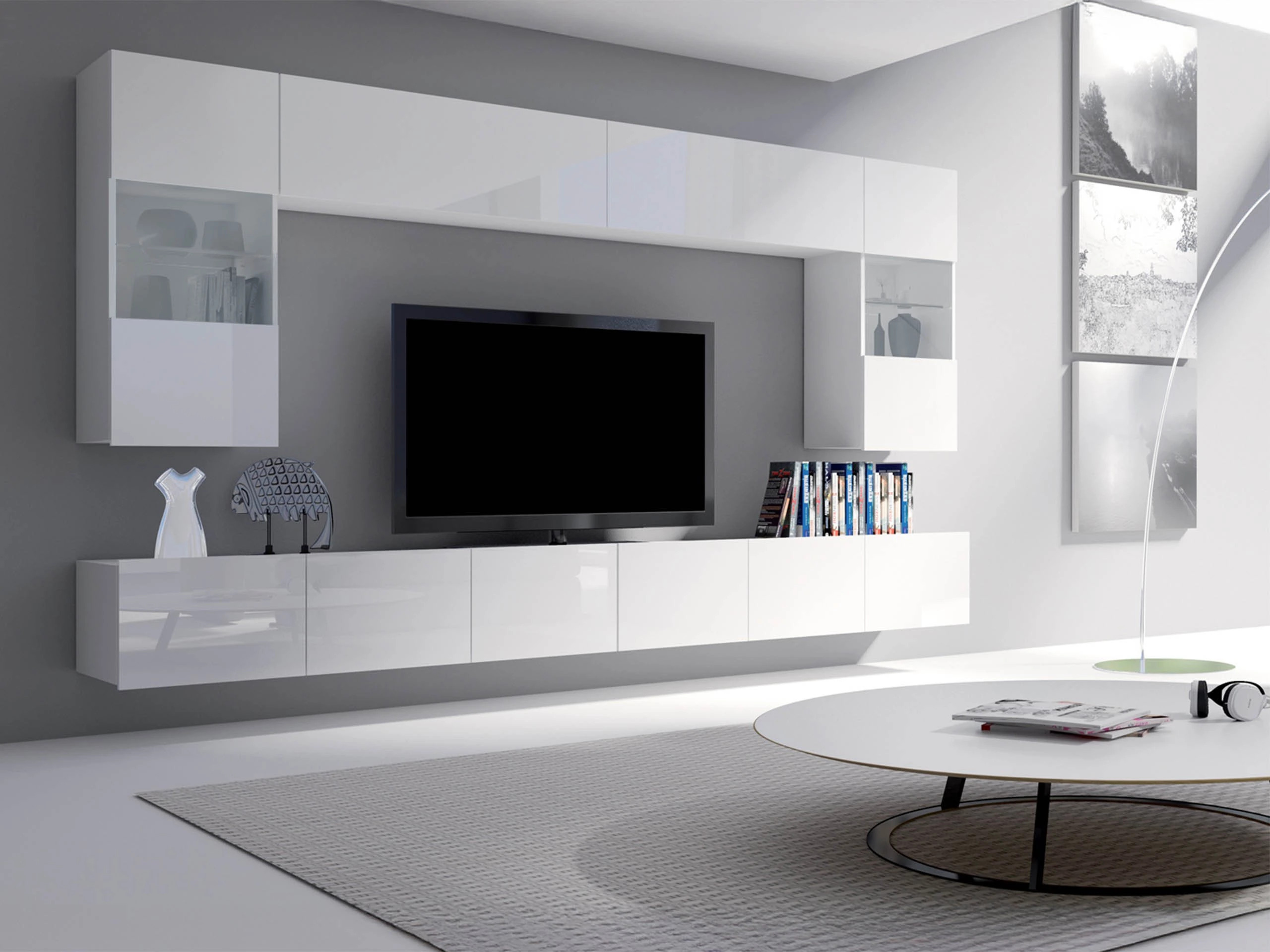 Armoire murale Remus (Blanc + Blanc brillant)