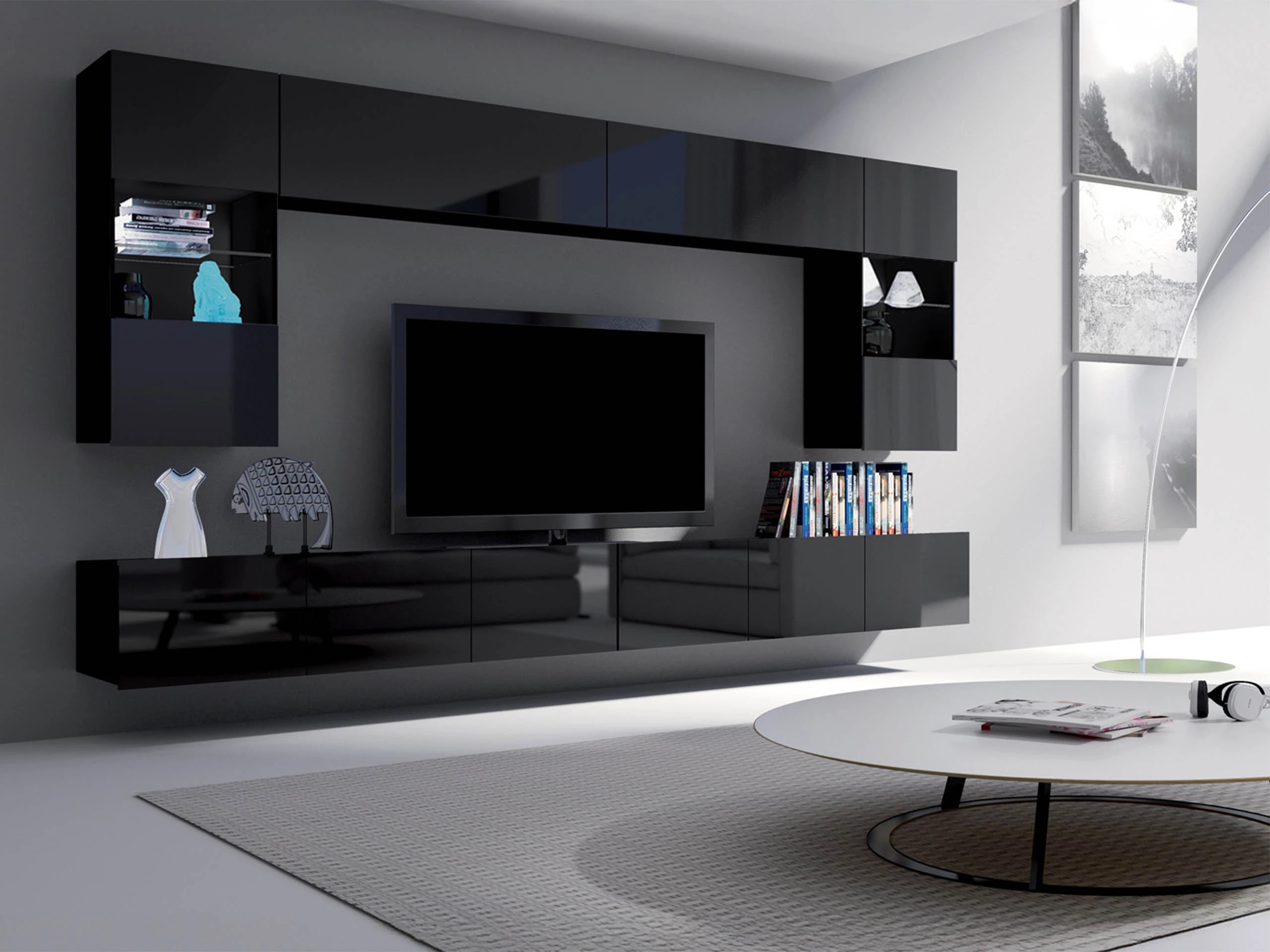 Armoire murale Remus (Noir + Noir brillant)