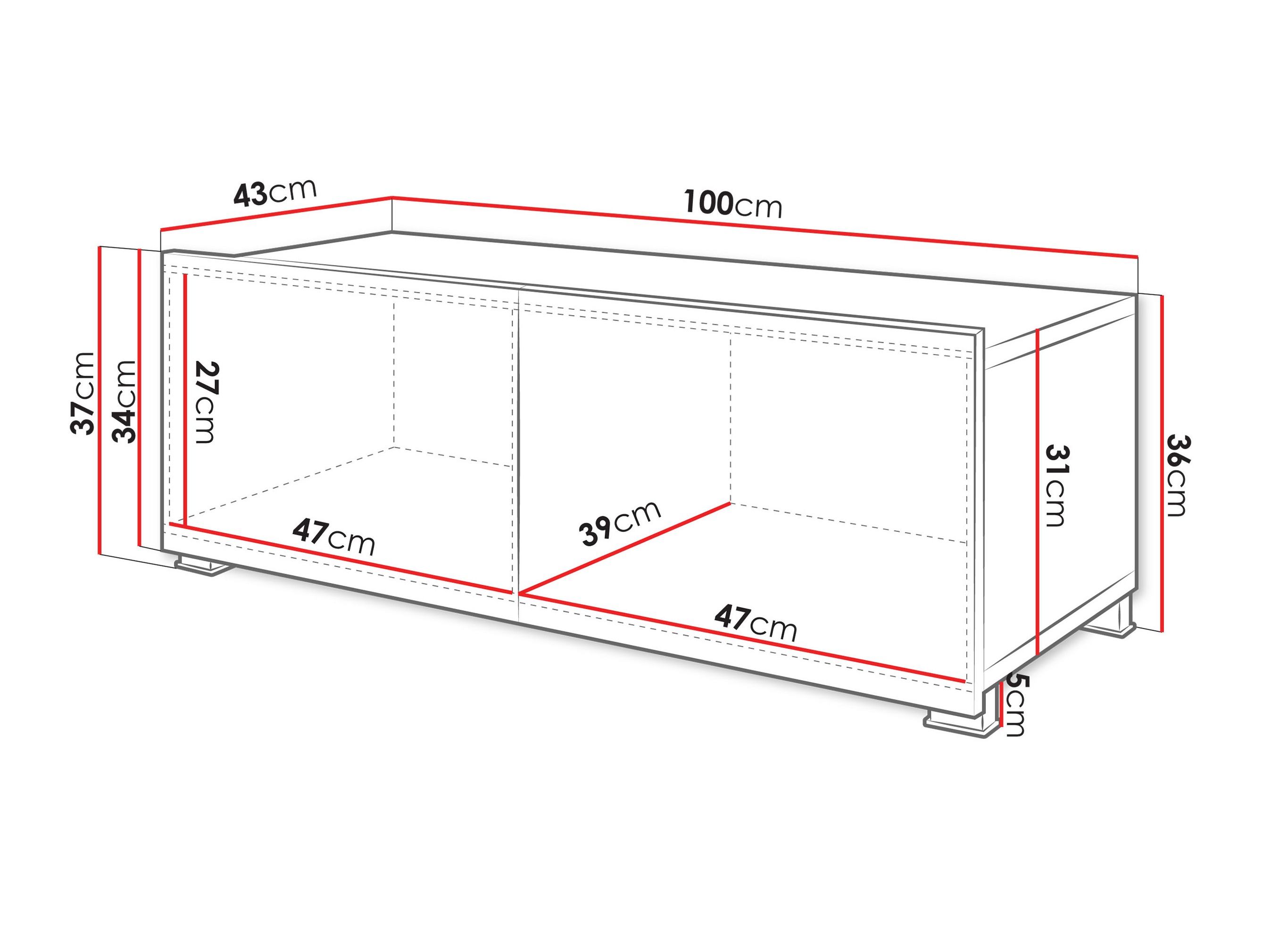 Meuble TV Tivdalu 104 (Noir + Noir brillant)