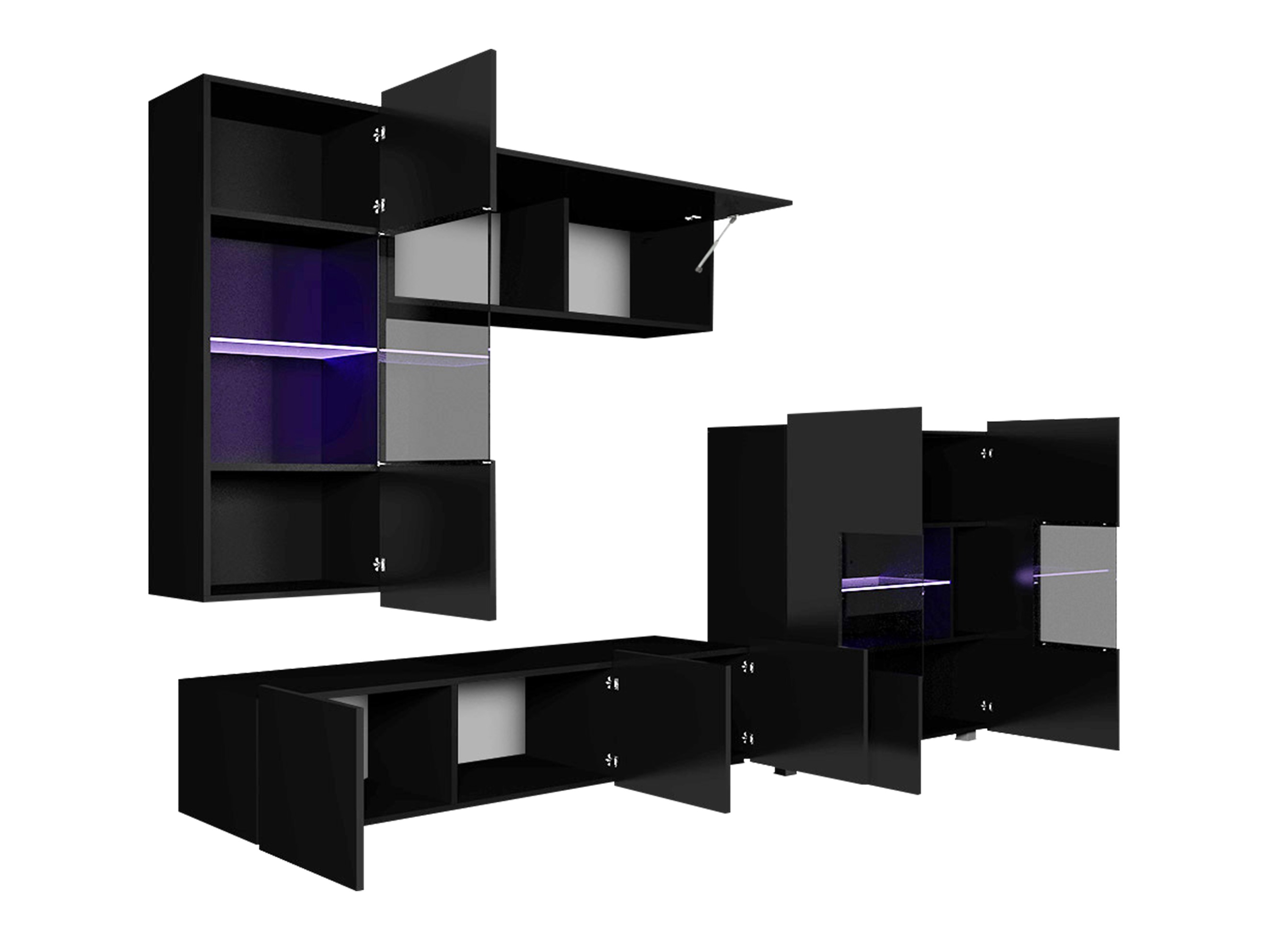 Ensemble de salon Remus III (Noir + Noir brillant)