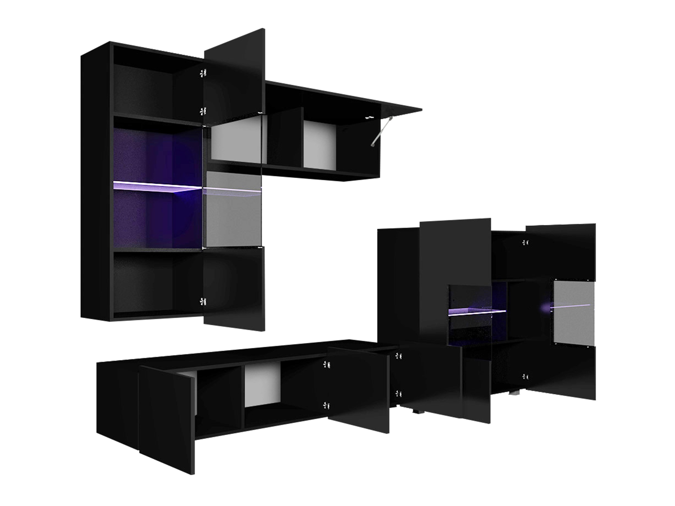 Ensemble de salon Remus III (Noir + Noir brillant)