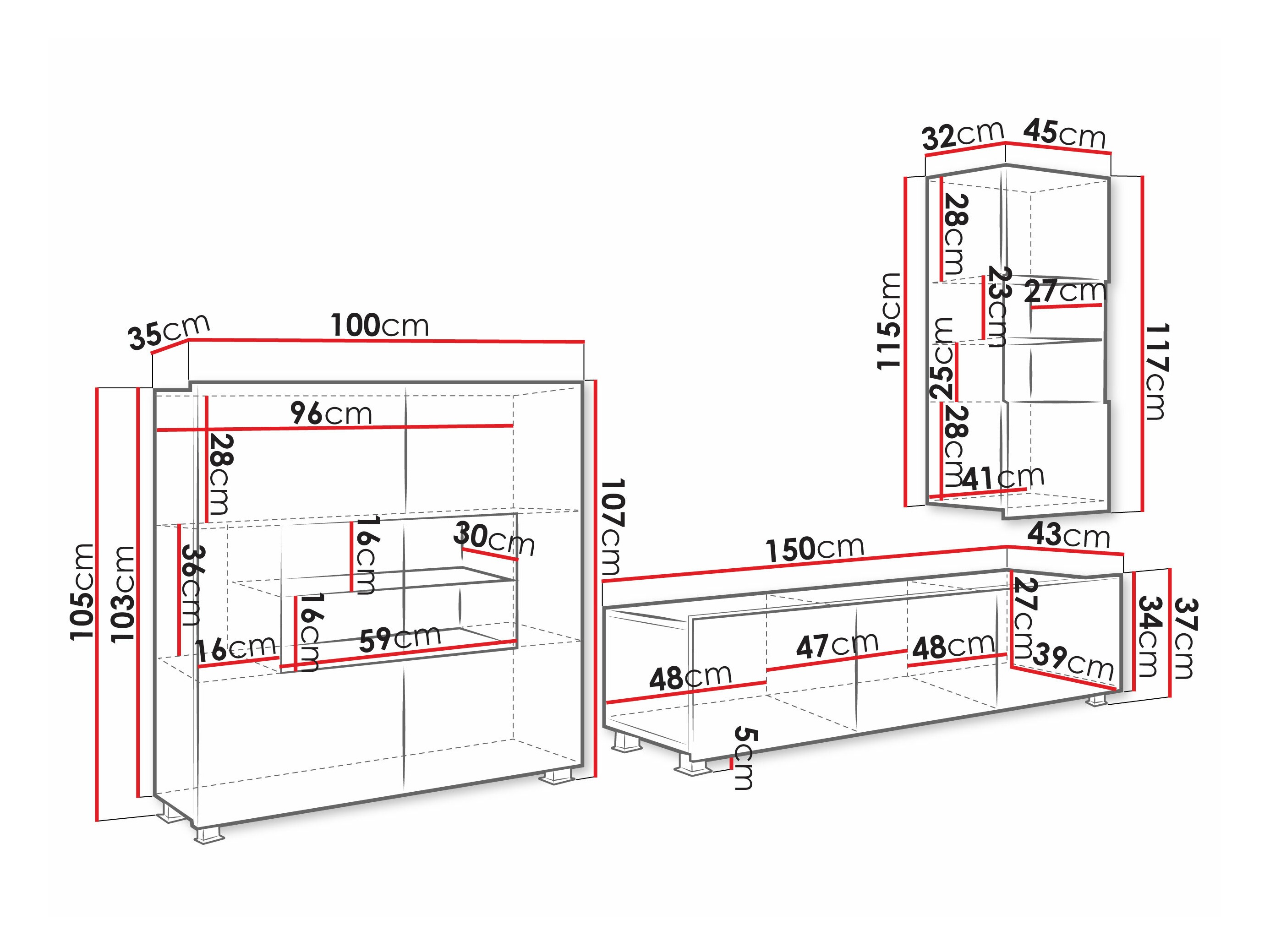 Ensemble de salon Remus VII (Blanc + Blanc brillant)