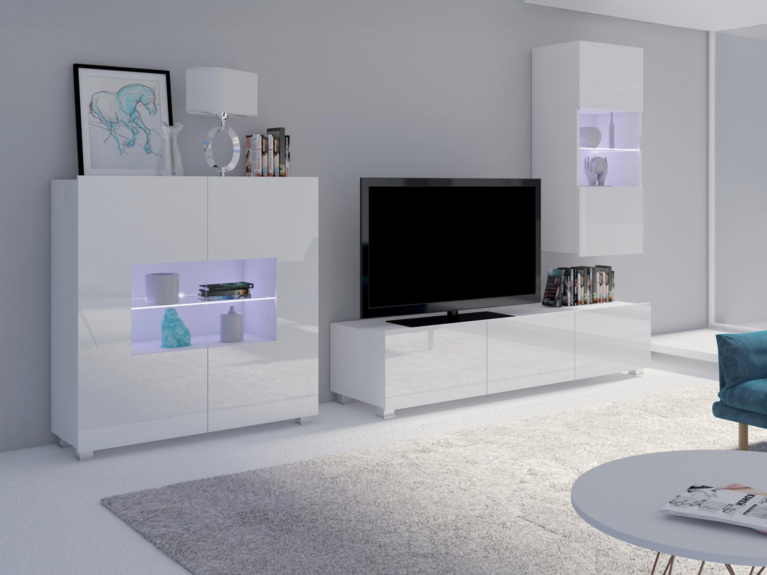 Ensemble de salon Remus VII (Blanc + Blanc brillant)
