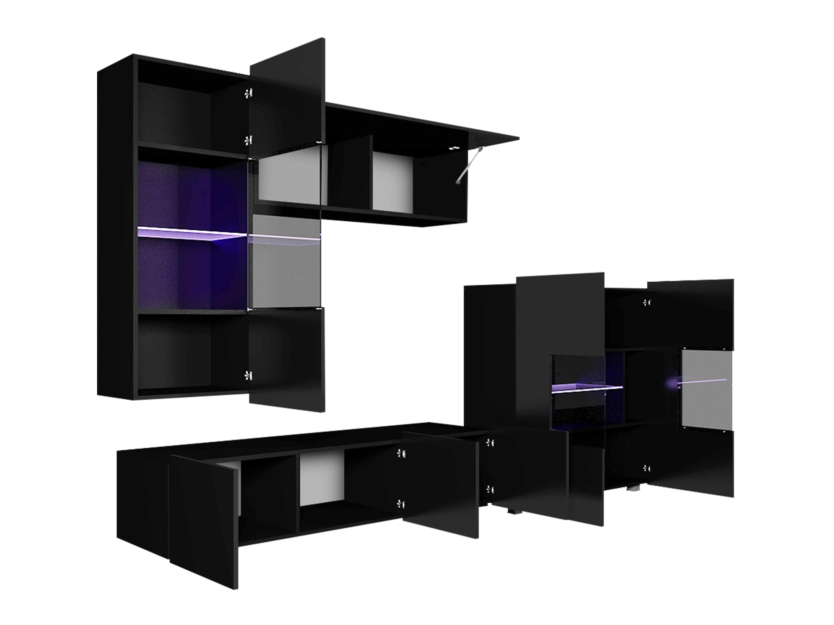 Ensemble de salon Tivdalu 107 (Noir + Noir brillant)