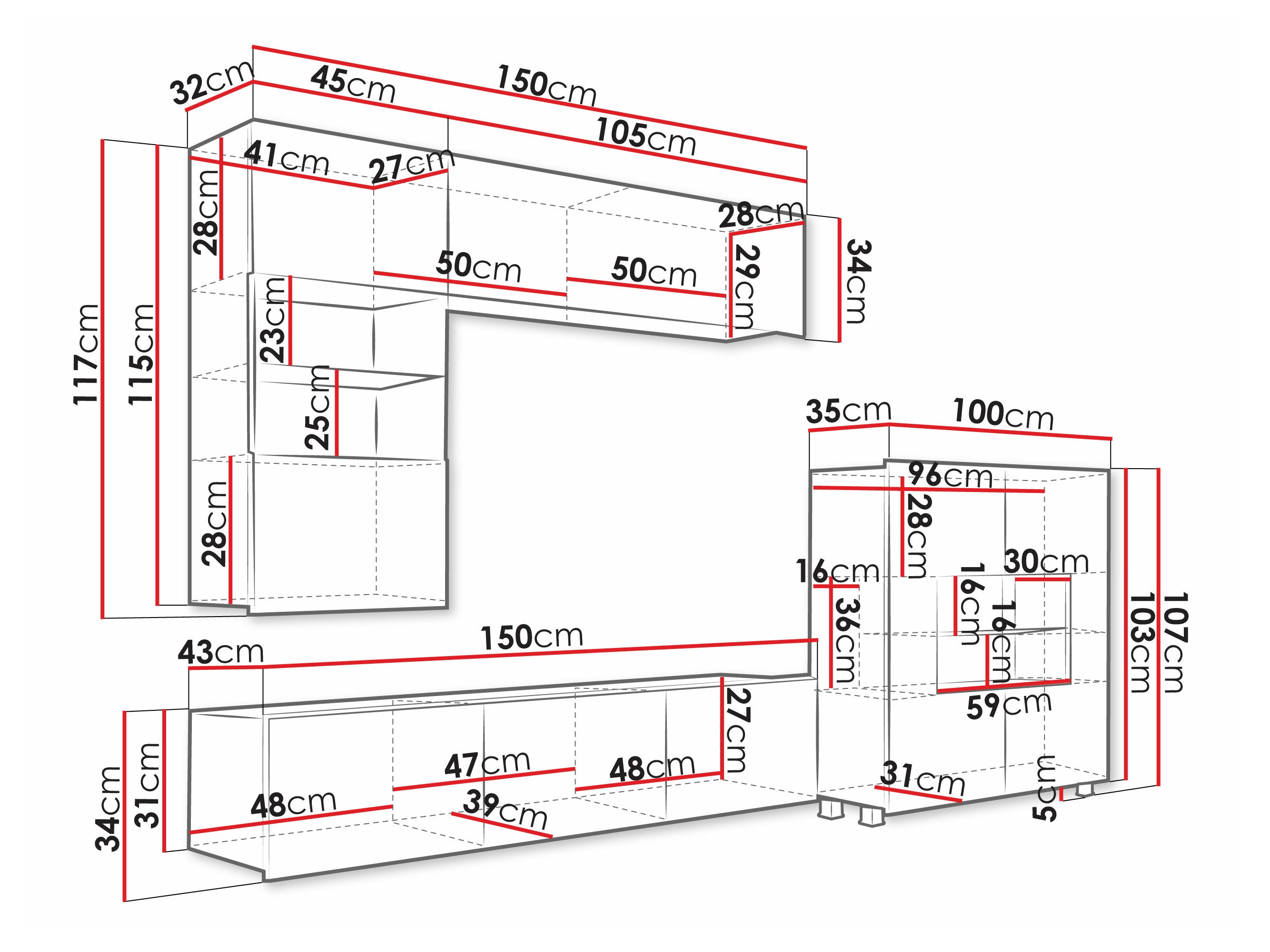 Ensemble de salon Tivdalu 107 (Noir + Noir brillant)