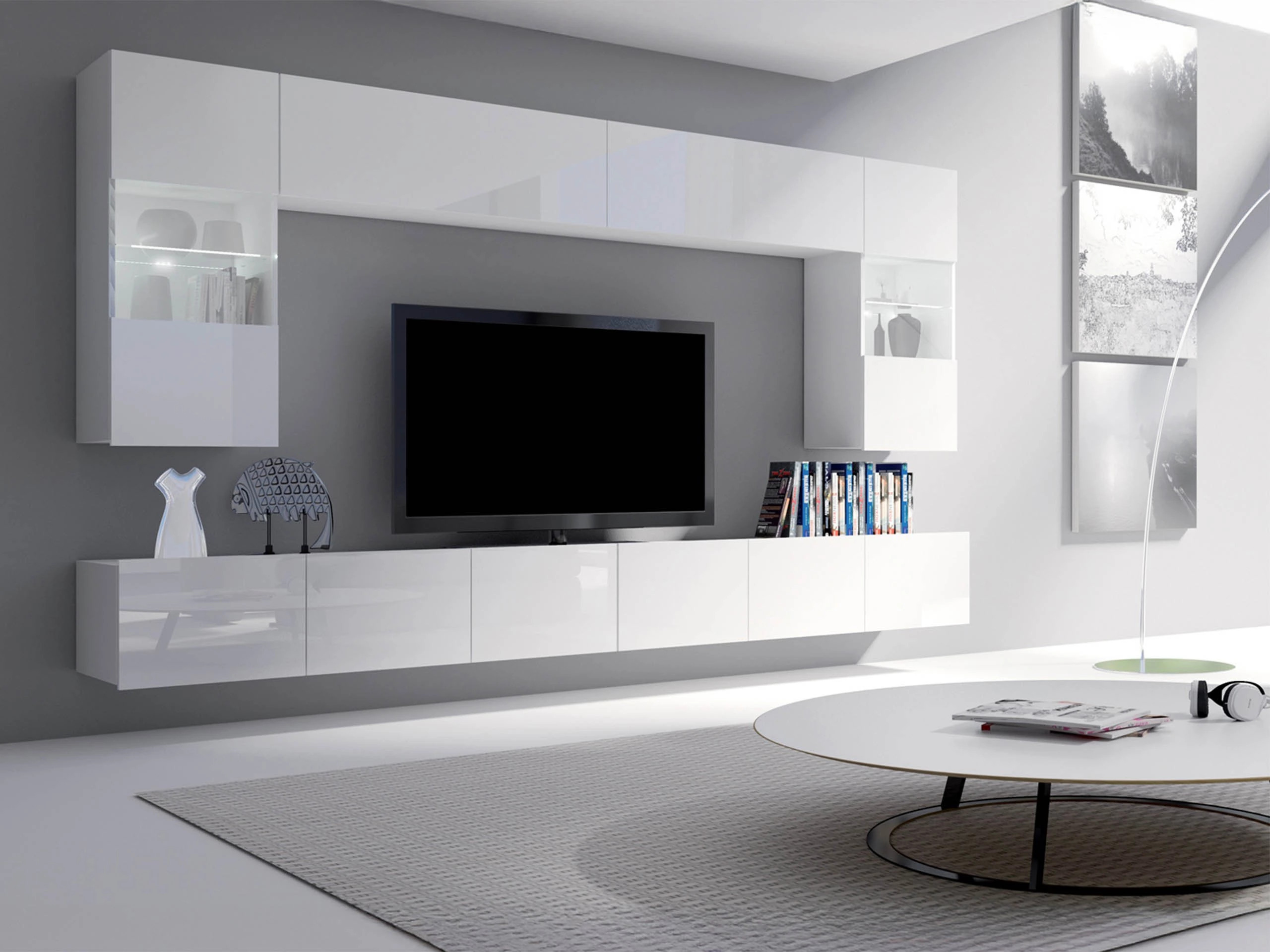 Ensemble de salon Remus I (Blanc + Blanc brillant)