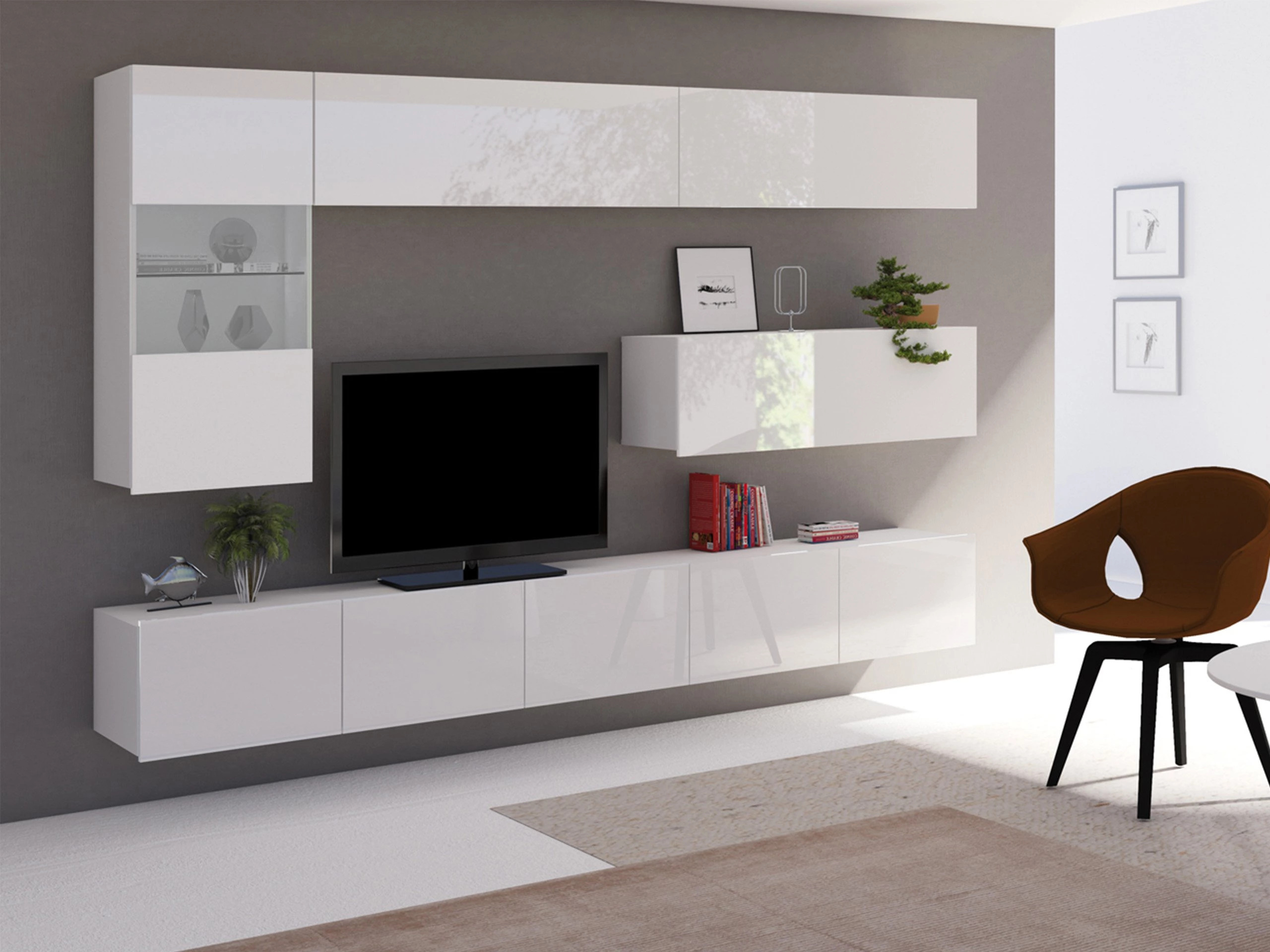 Ensemble de salon Remus IV (Blanc + Blanc brillant)