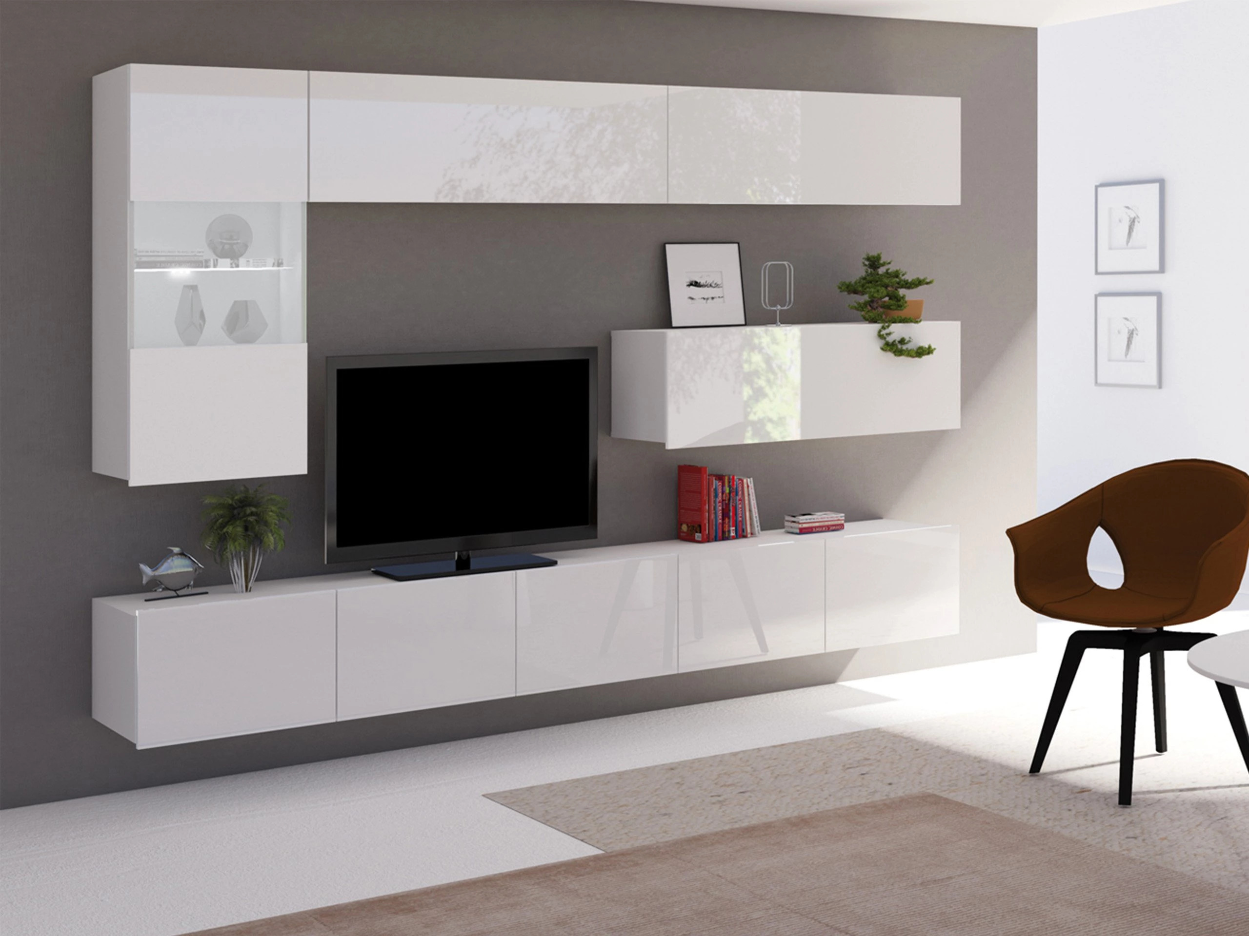 Ensemble de salon Remus IV (Blanc + Blanc brillant)