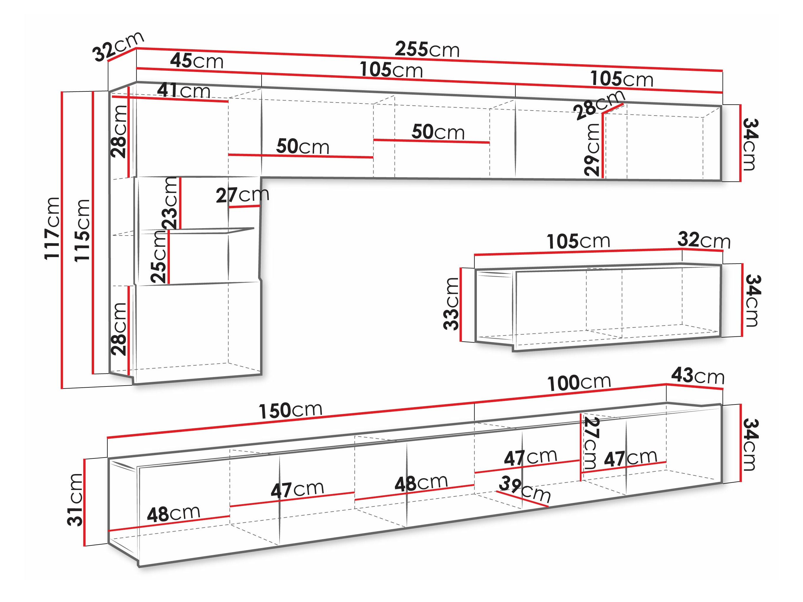 Ensemble de salon Remus IV (Noir + Noir brillant)
