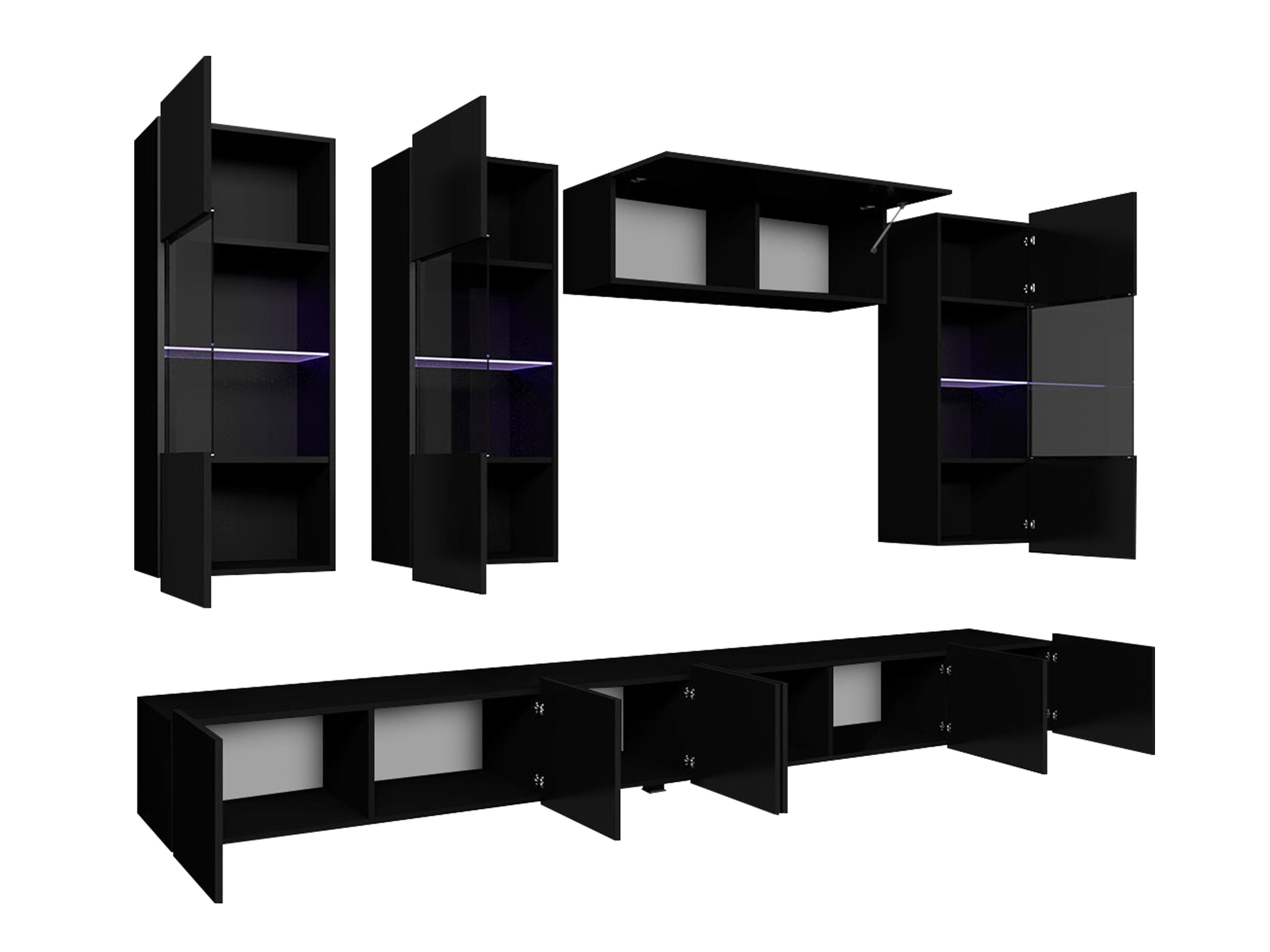 Ensemble de salon Remus V (Noir + Noir brillant)