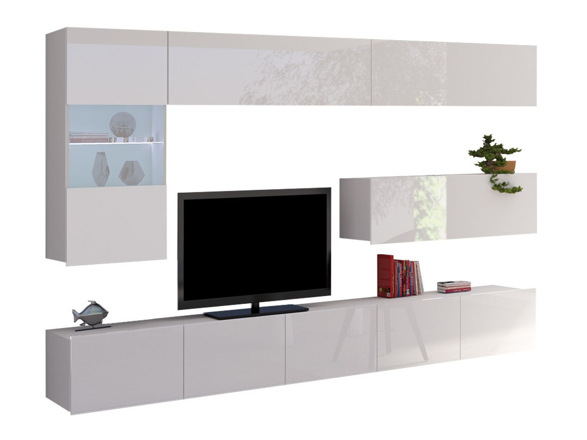 Ensemble de salon Tivdalu 108 (Blanc + Blanc brillant)