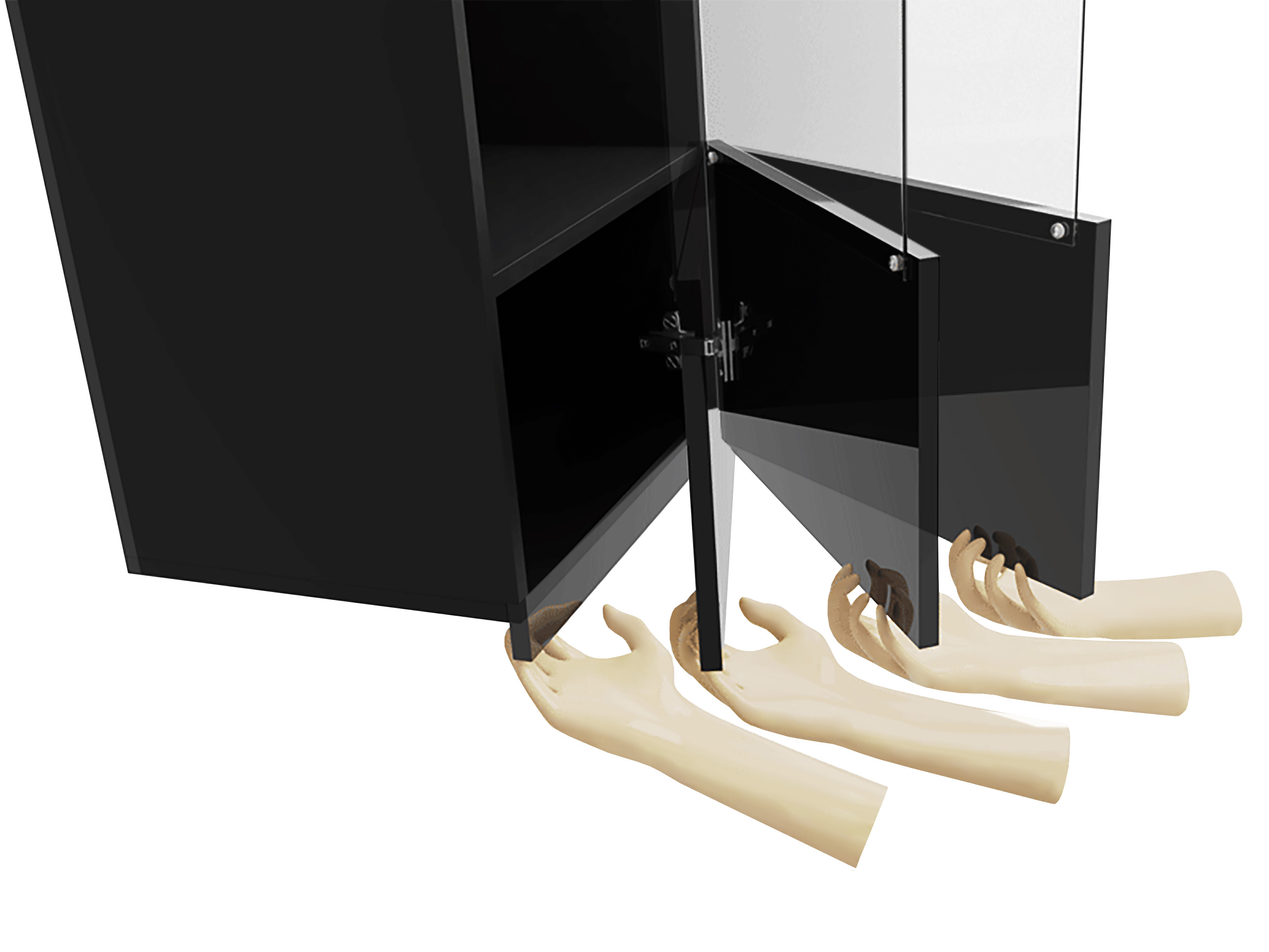 Armoire murale Tivdalu 126 (Noir + Noir brillant)