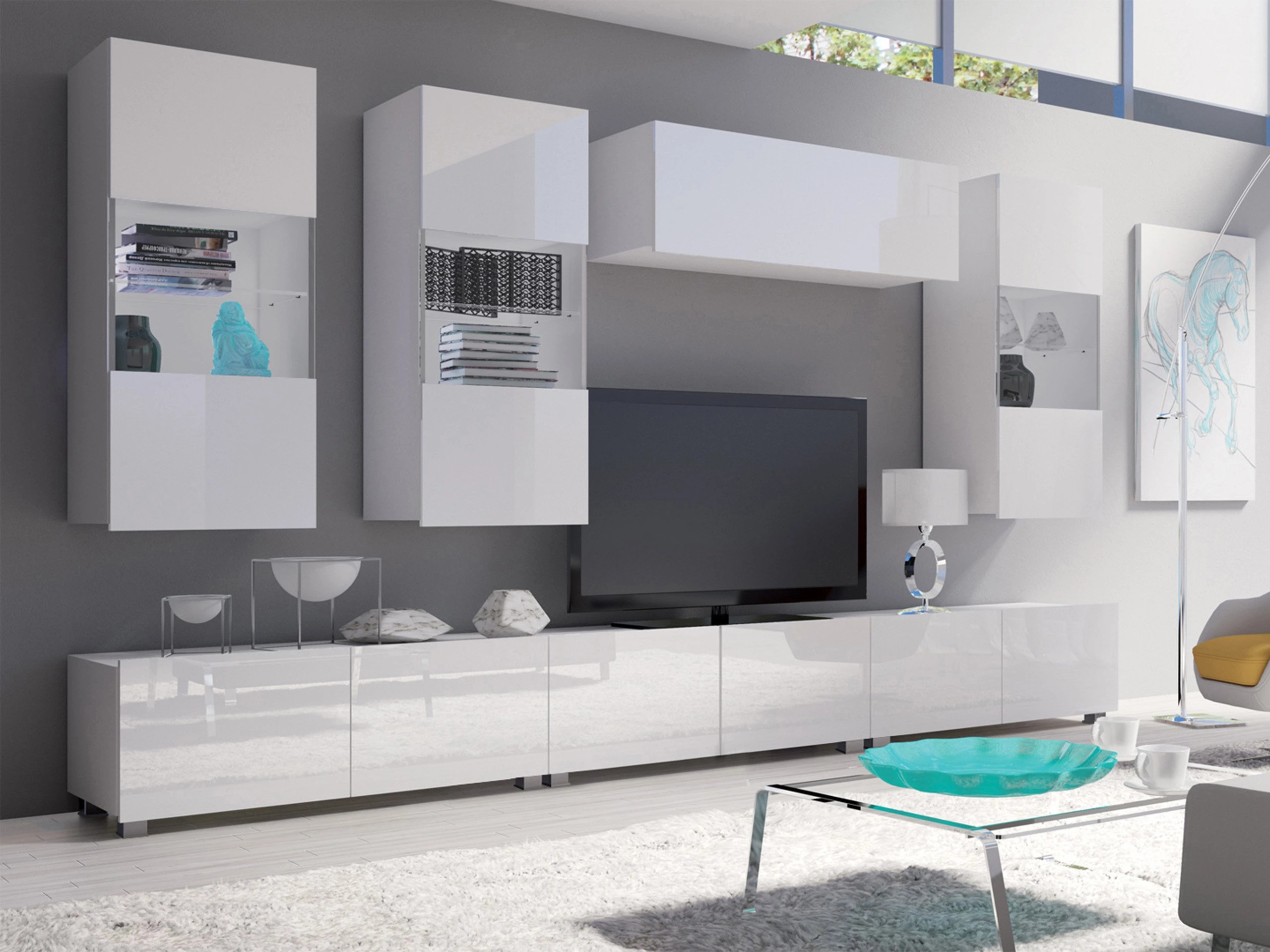 Ensemble de salon Remus XI (Blanc + Blanc brillant)