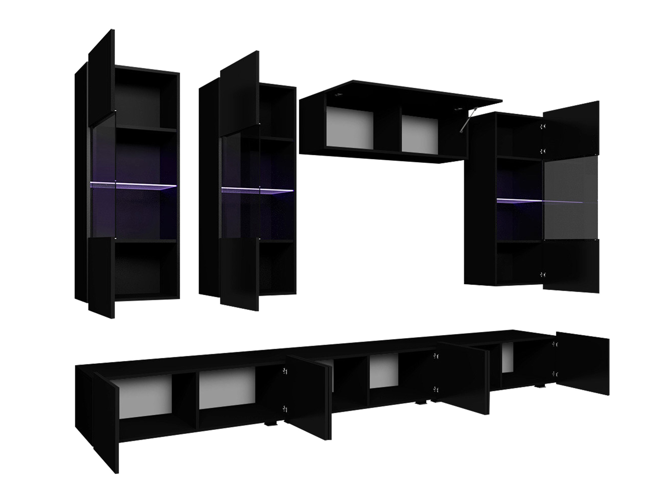 Ensemble de salon Remus XI (Noir + Noir brillant)