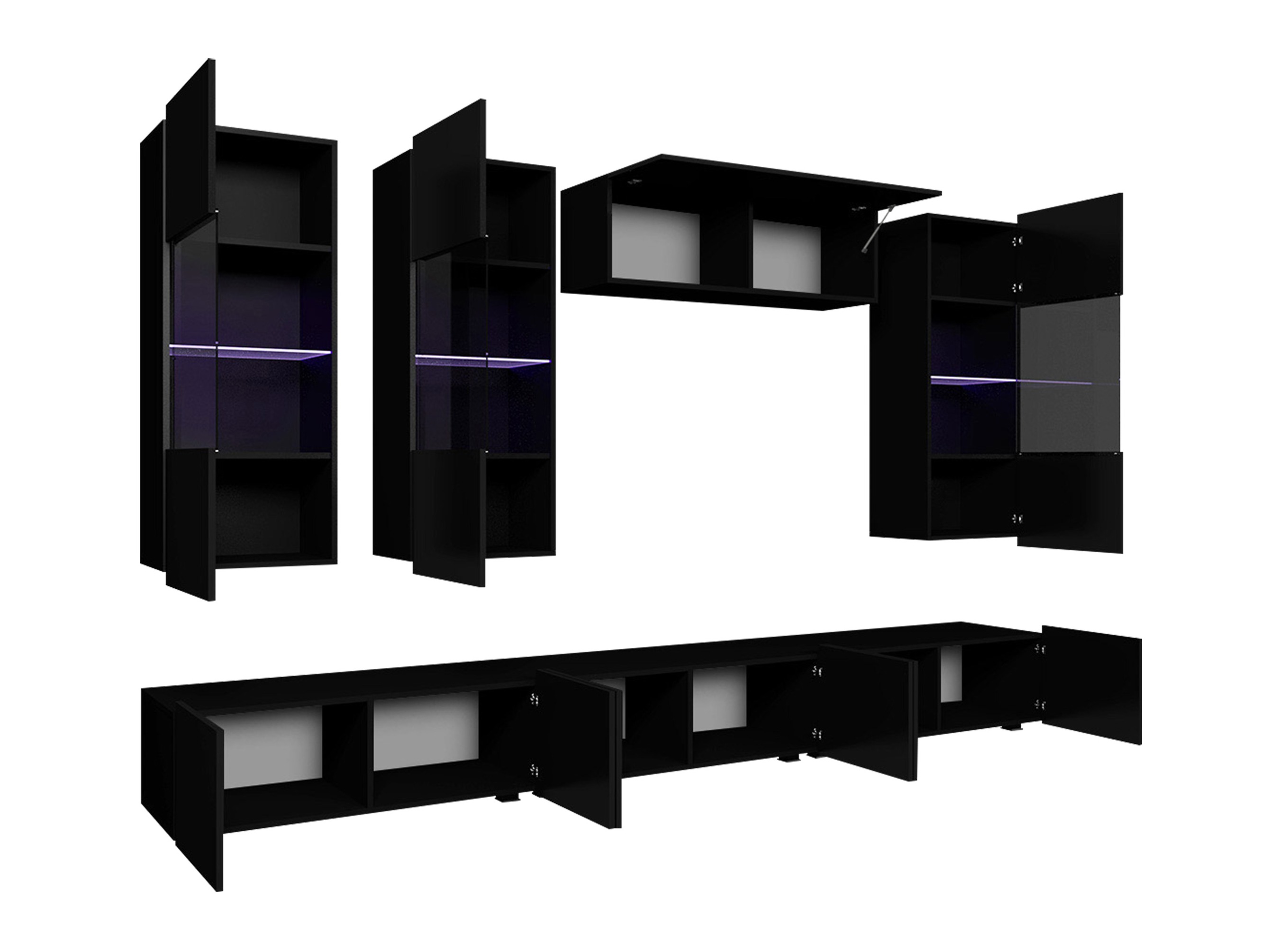 Ensemble de salon Remus XI (Noir + Noir brillant)