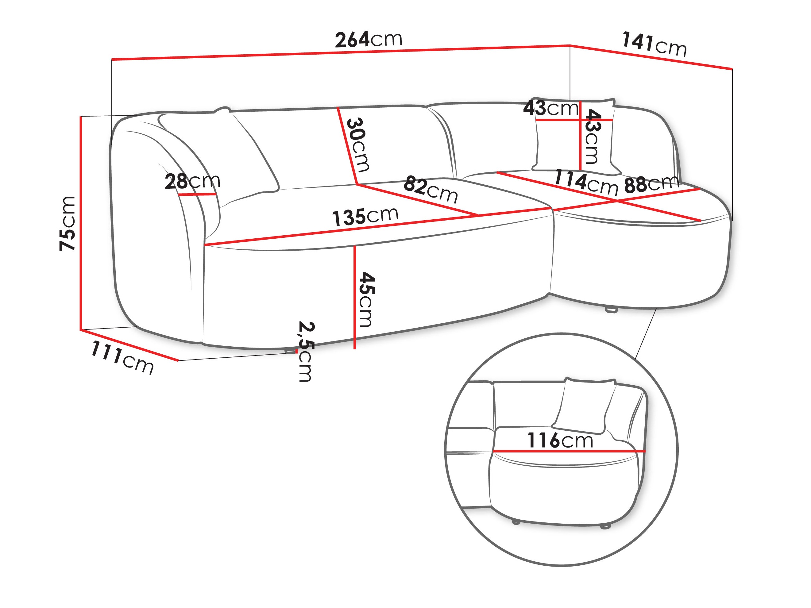 Canapé d'angle TrendyNest 122 (Euphoria 01)