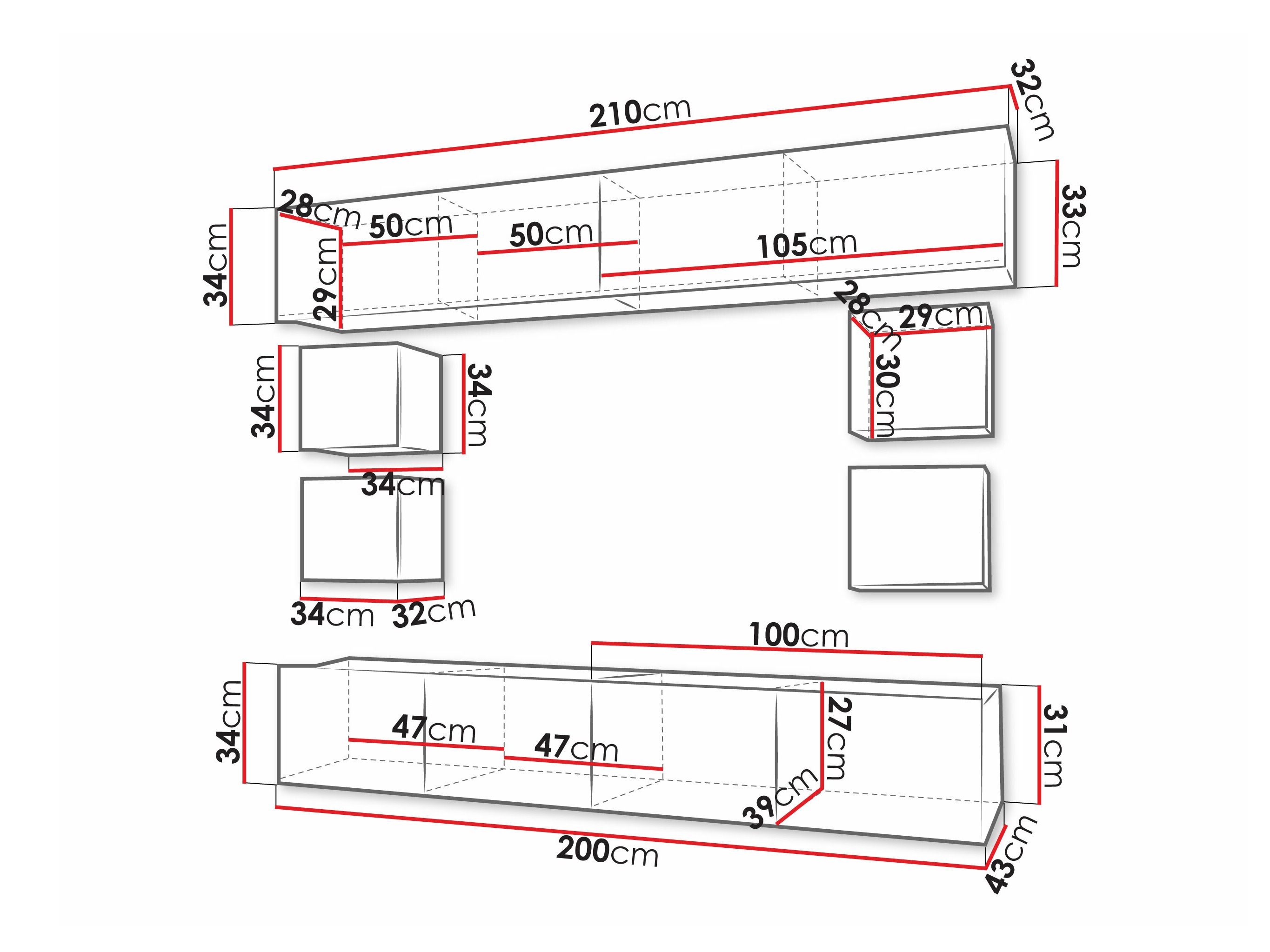 Ensemble de salon Remus XVI (Noir + Noir brillant)