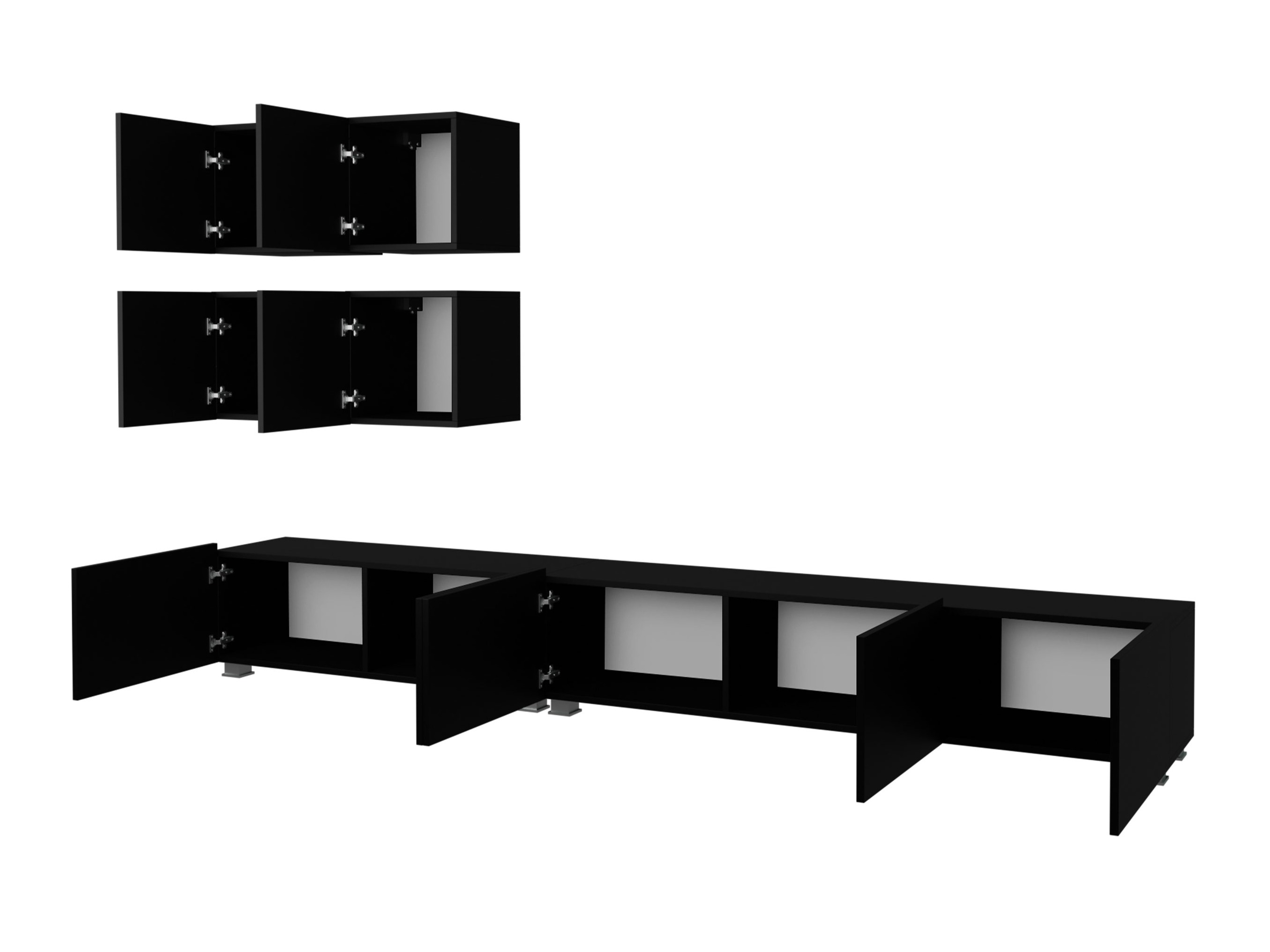 Ensemble de salon Remus XVIII (Noir + Noir brillant + Blanc + Blanc brillant)