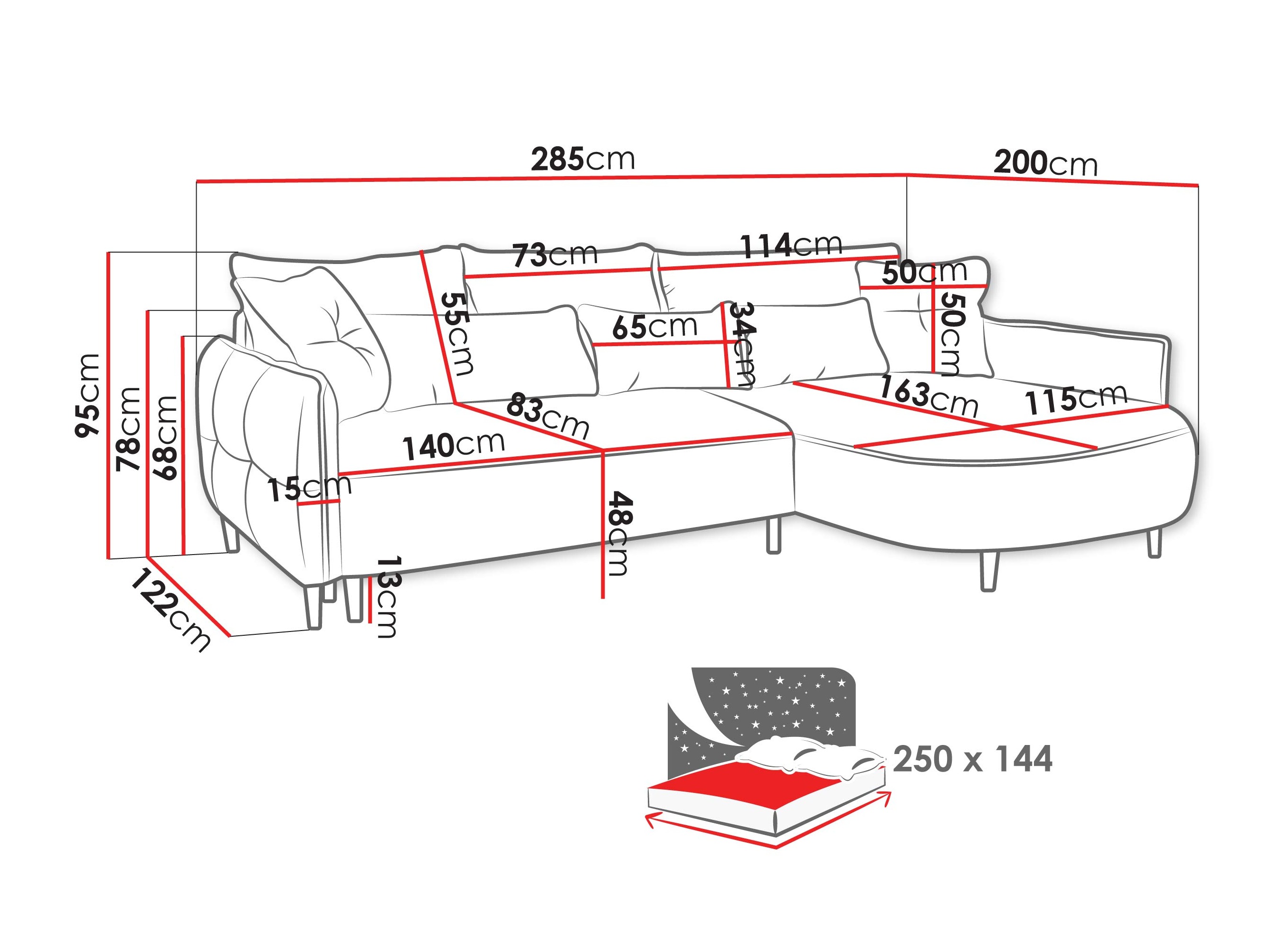 Canapé d'angle TrendyNest 126 (Glow 01)