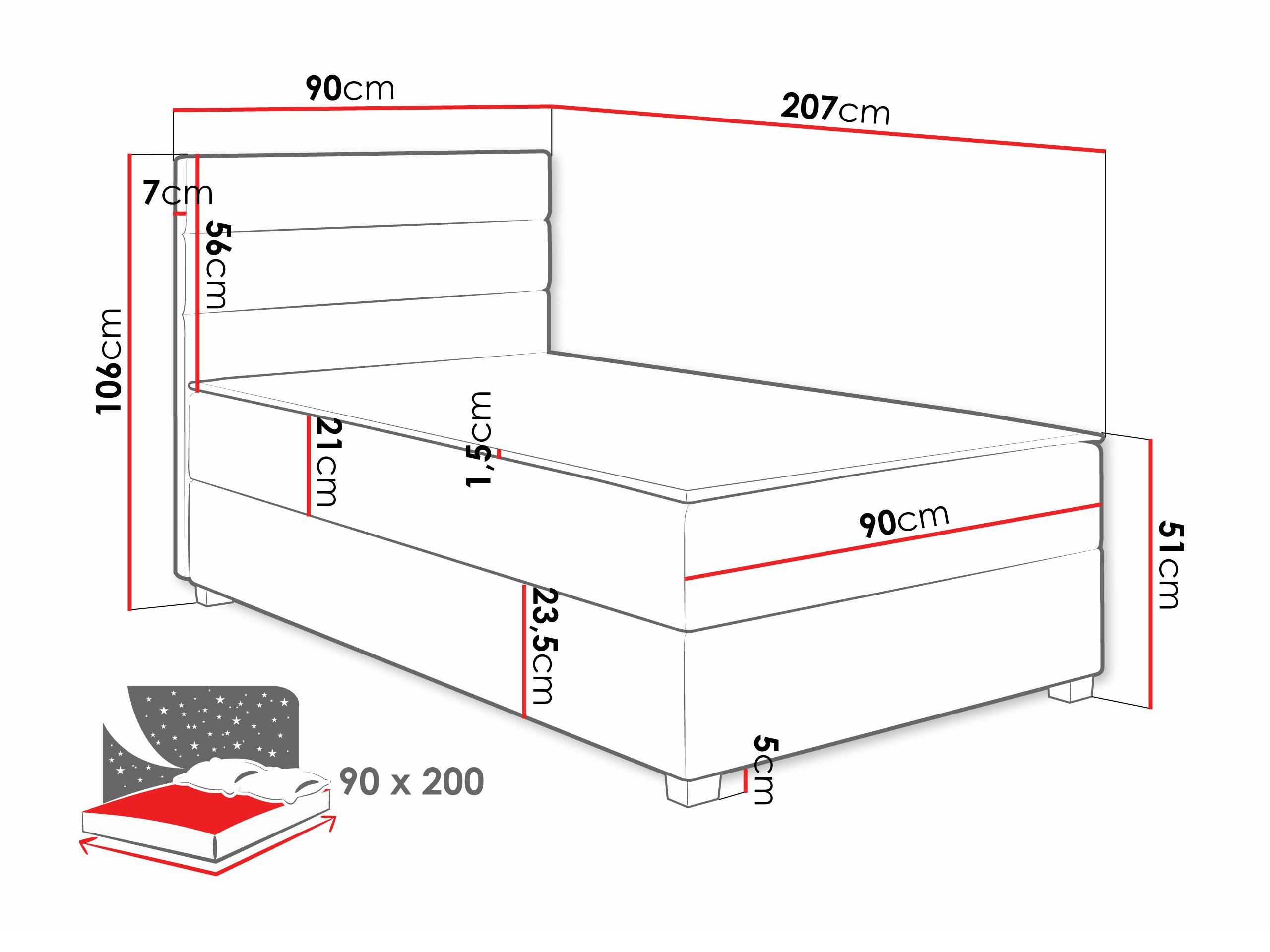Lit boxspring Delphio (Manila 26)