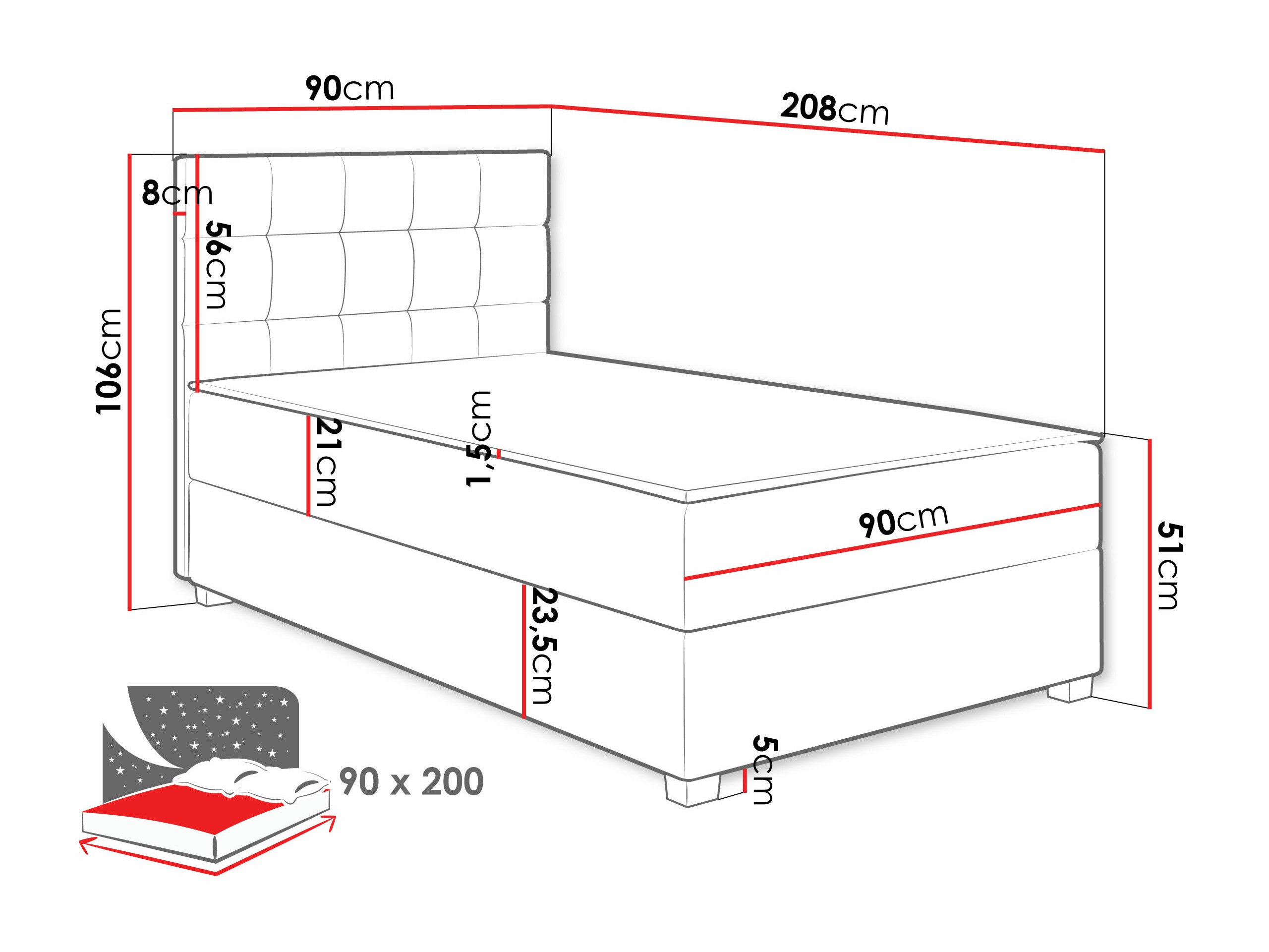 Lit boxspring Sanford 107 (Manila 16)
