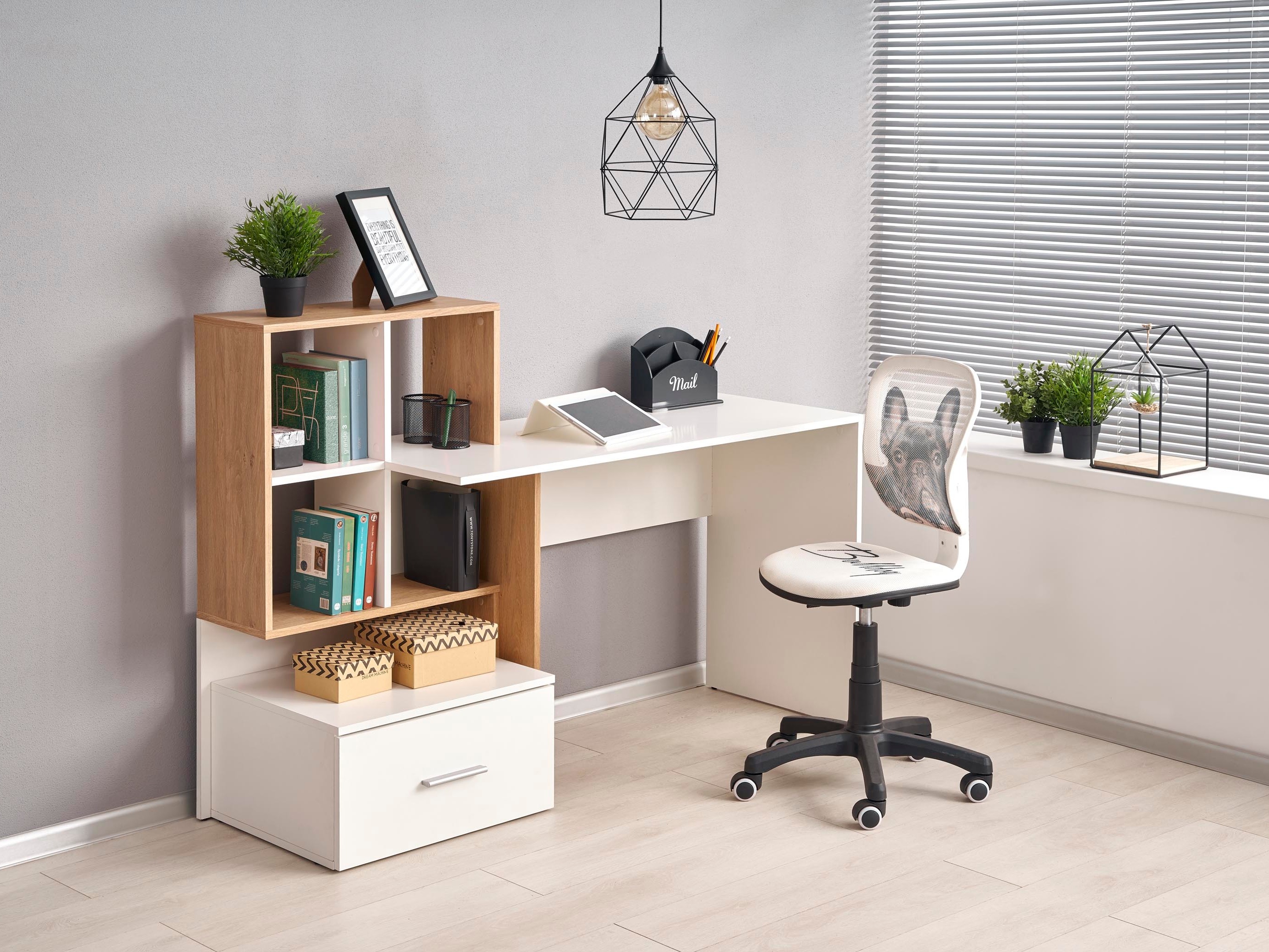 Bureau Houston 826 (Blanc + Chêne doré)