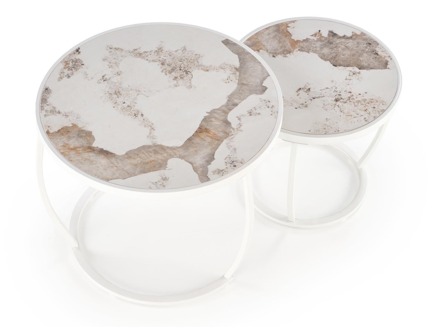 Ensemble tables basses Houston 1658 (Blanc + Marbre blanc)