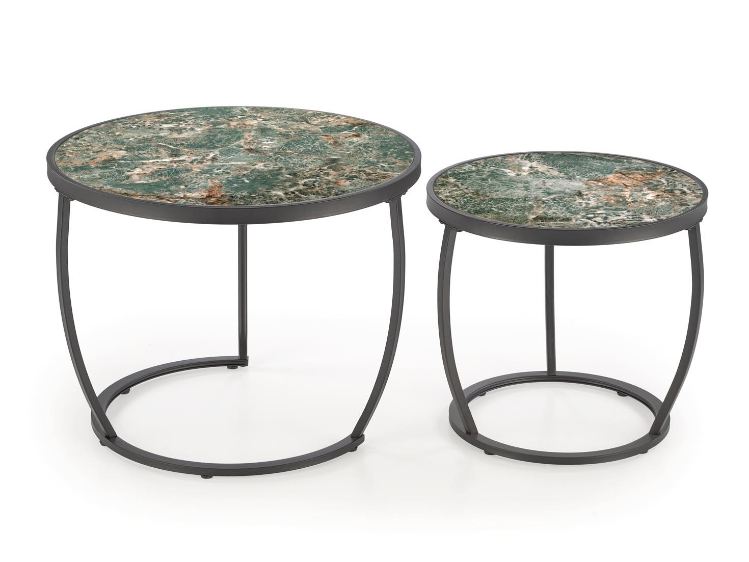 Ensemble tables basses Houston 1658 (Noir + Marbre vert)