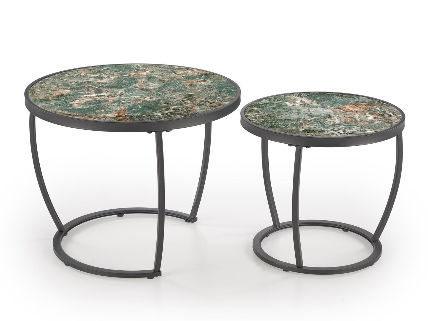 Ensemble tables basses Houston 1658 (Noir + Marbre vert)