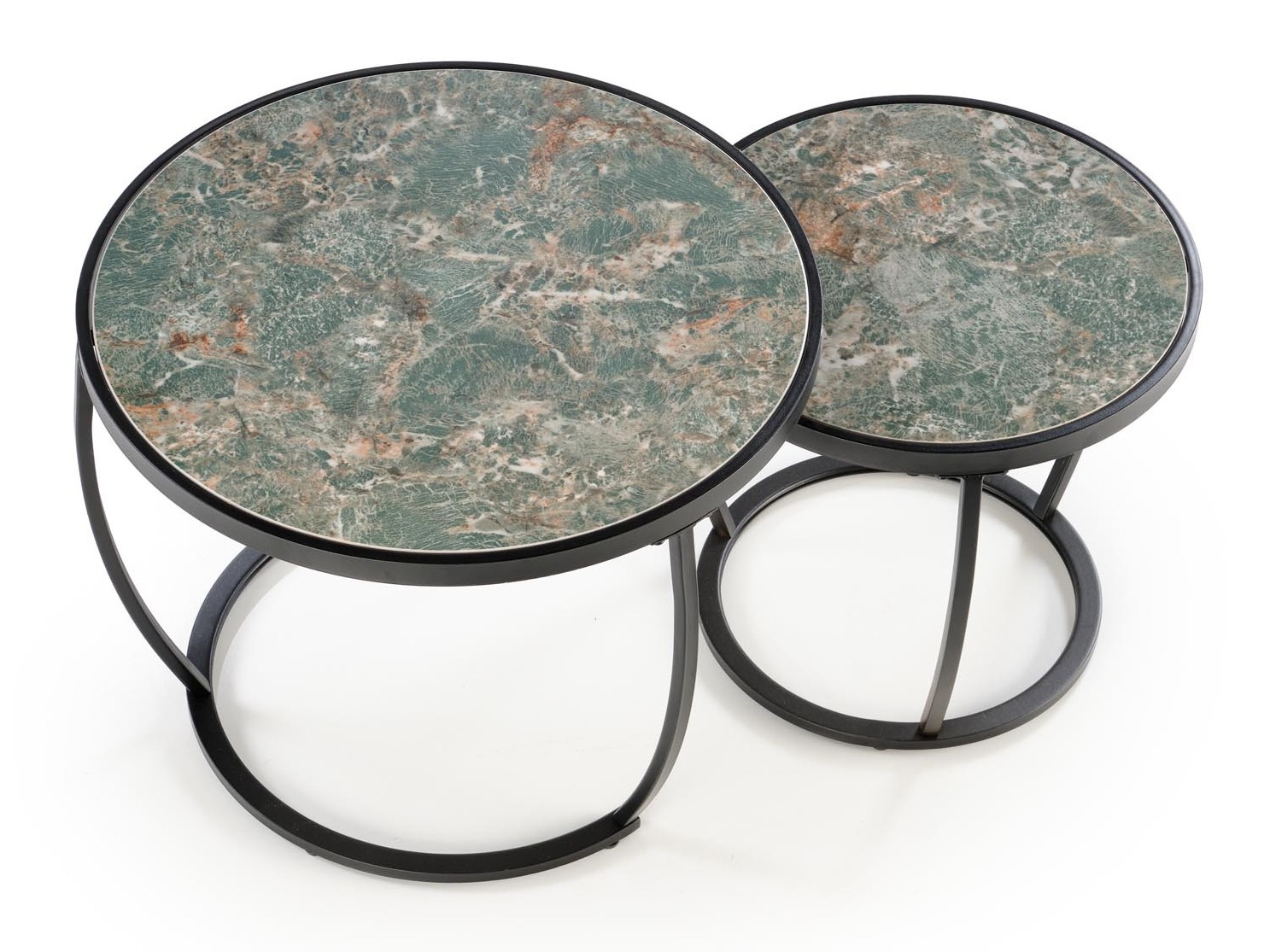 Ensemble tables basses Houston 1658 (Noir + Marbre vert)