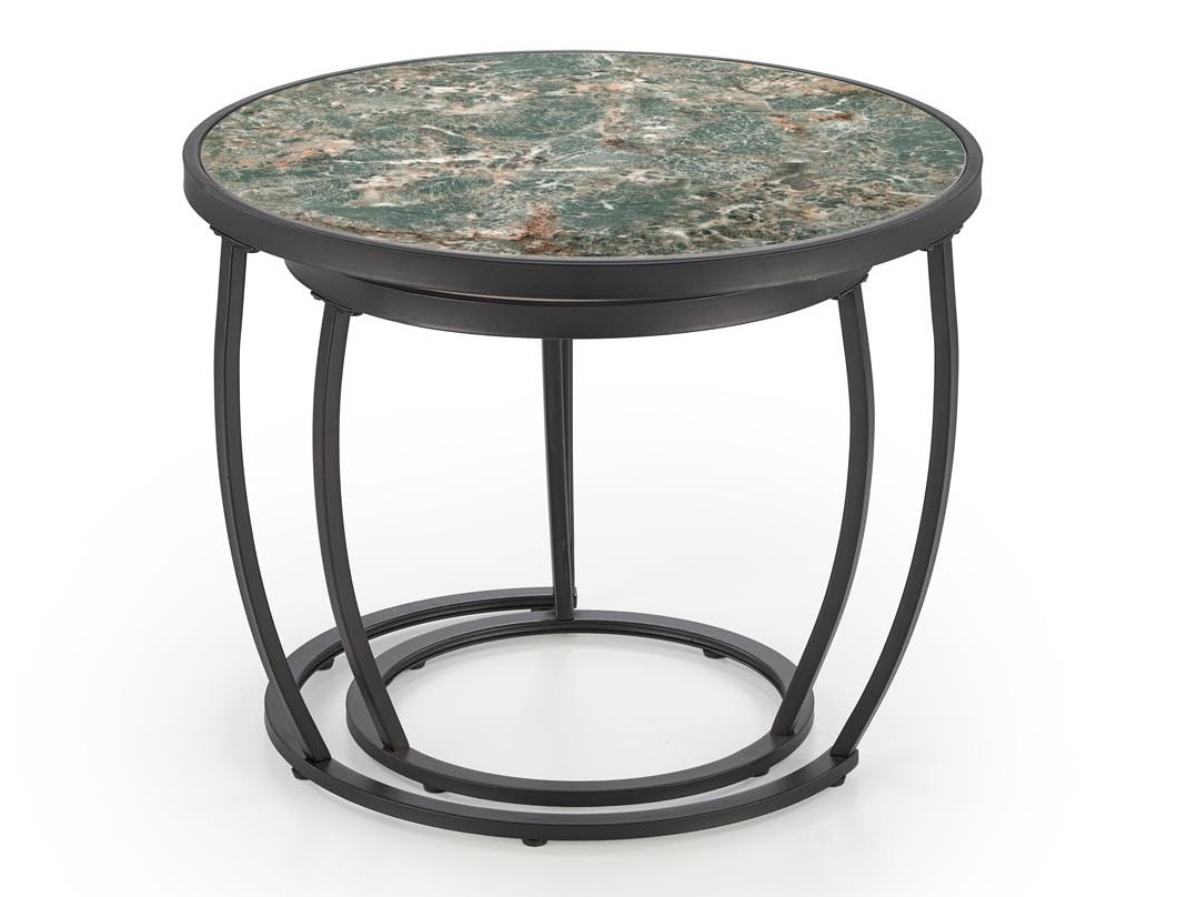 Ensemble tables basses Houston 1658 (Noir + Marbre vert)