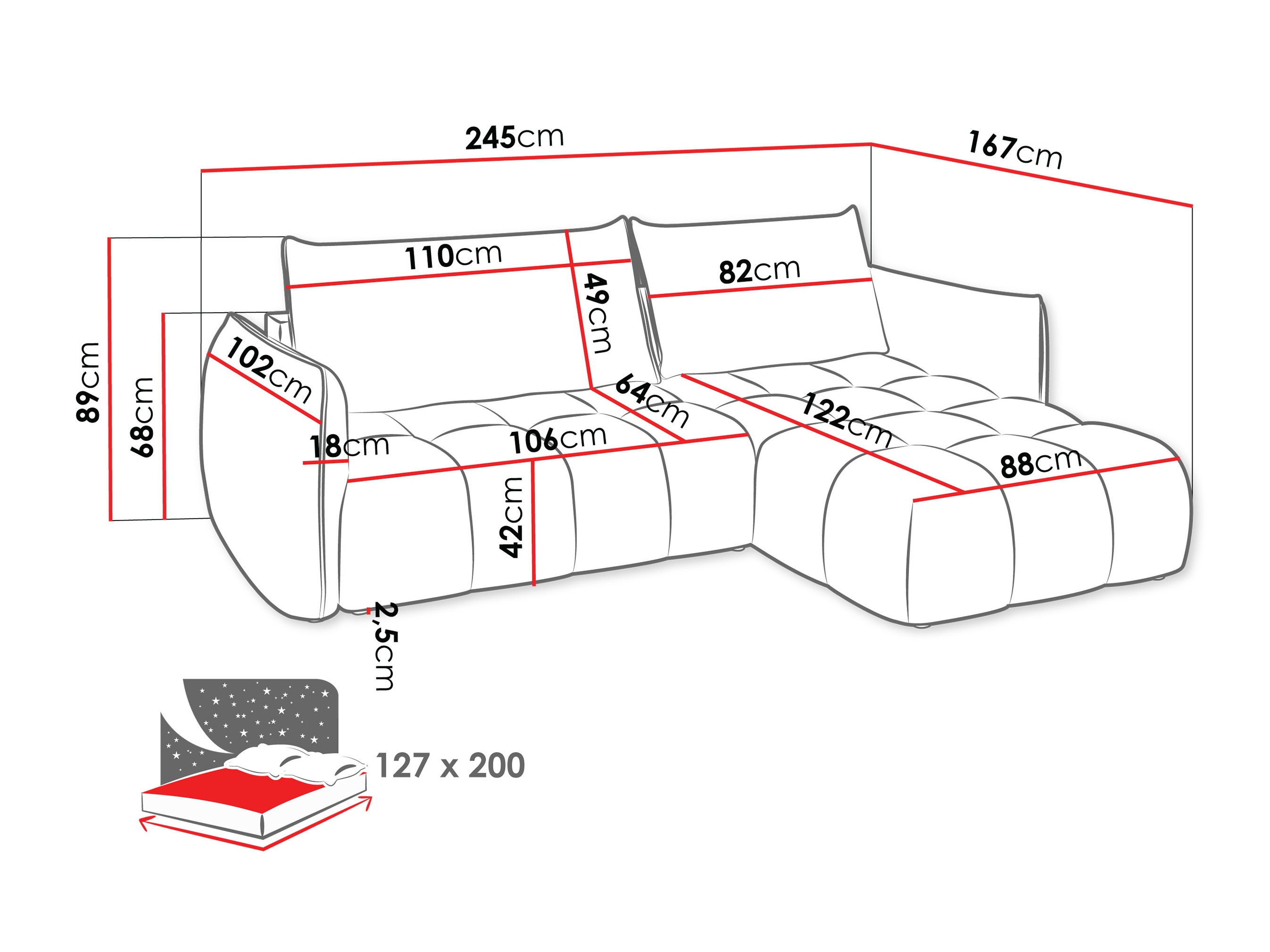 Canapé d'angle Lima 136 (Lumo 65)