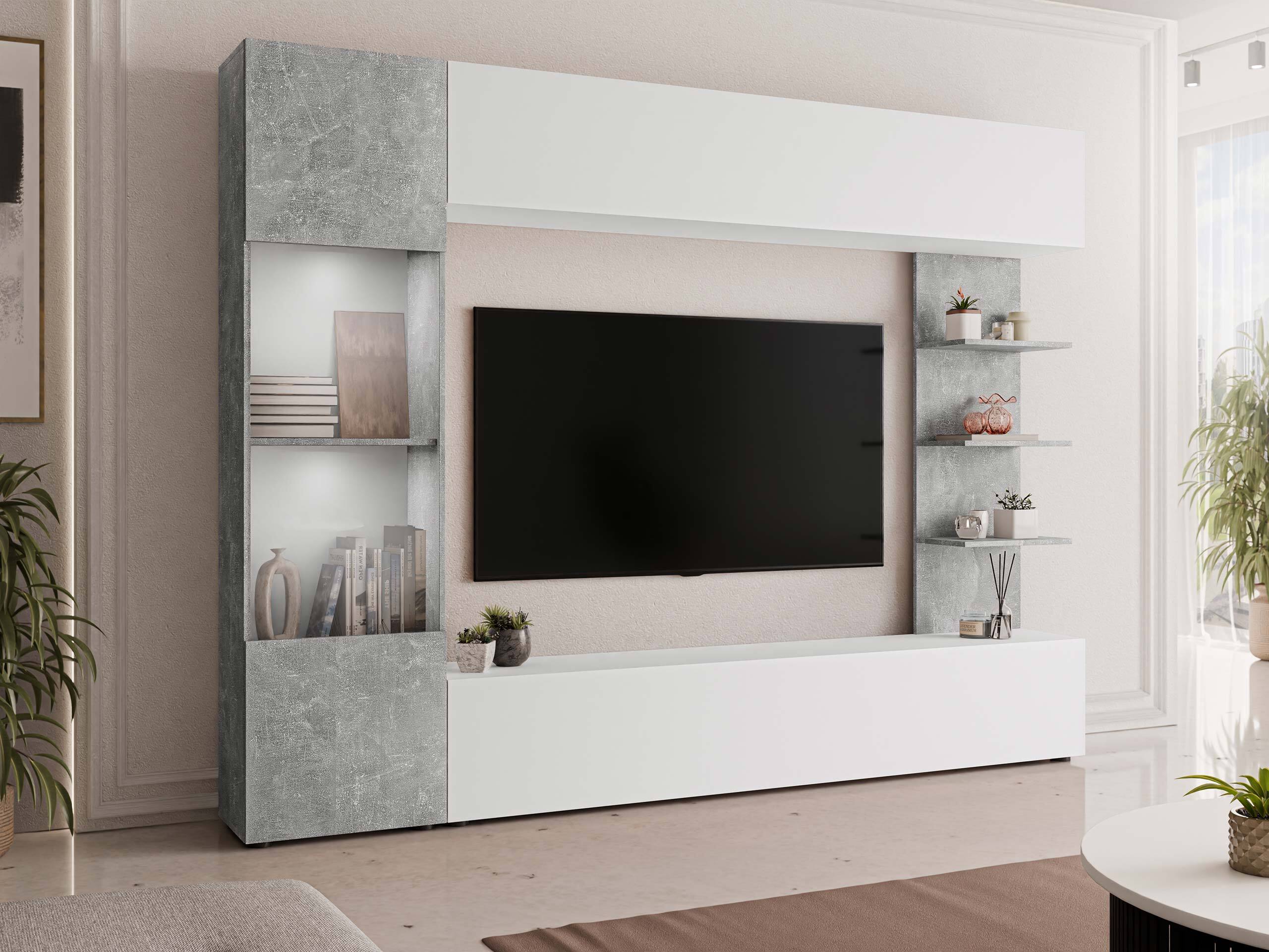 Ensemble de salon Comfivo Animus (Blanc + Béton)