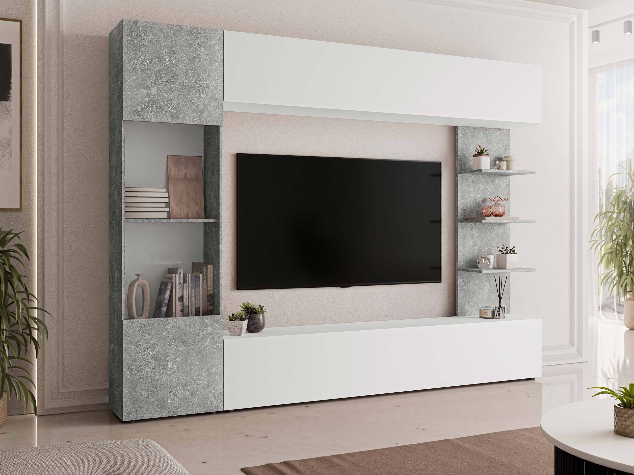 Ensemble de salon Comfivo Animus (Blanc + Béton)