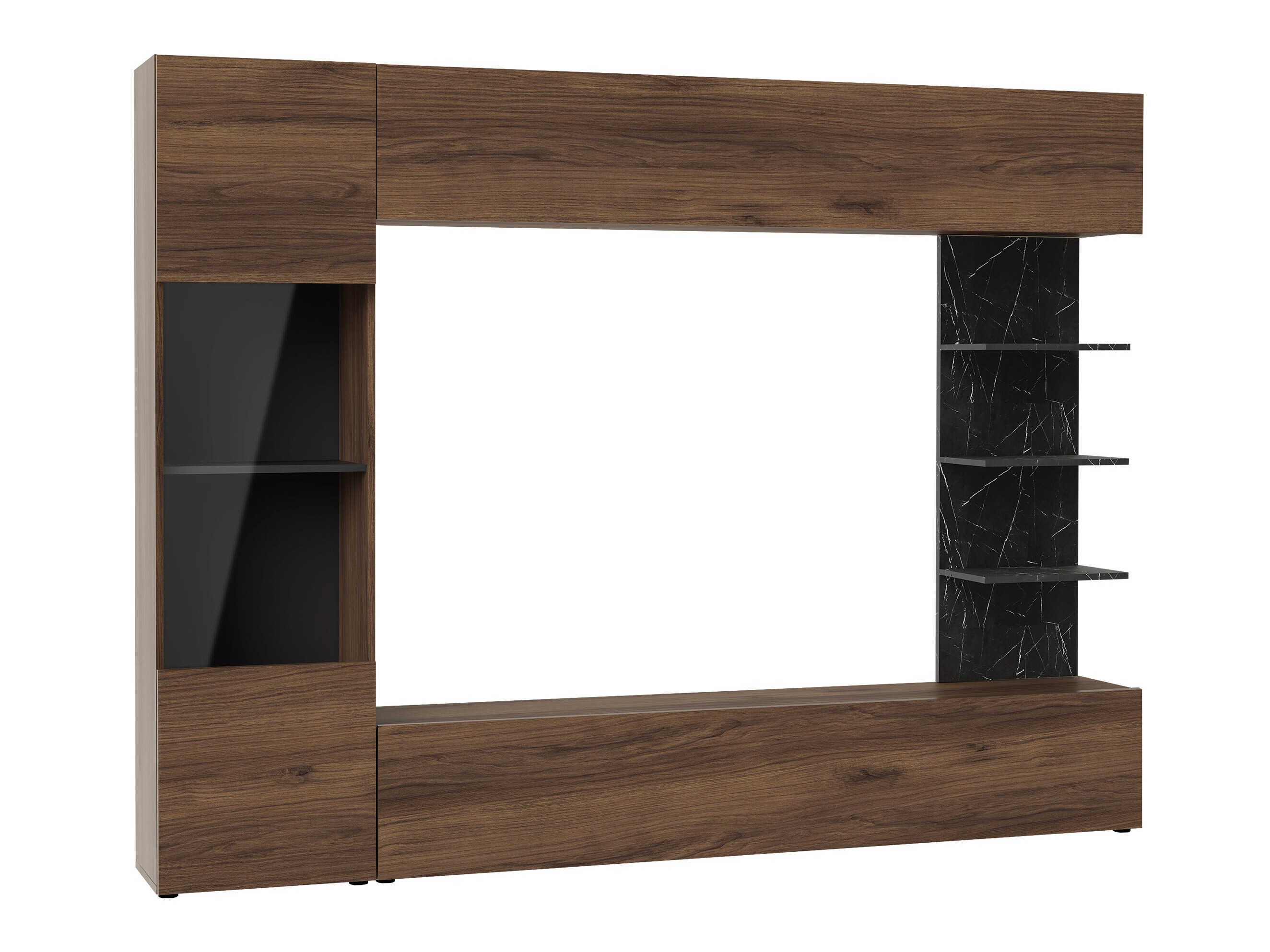 Ensemble de salon Comfivo Animus (Noyer + Marbre noir)