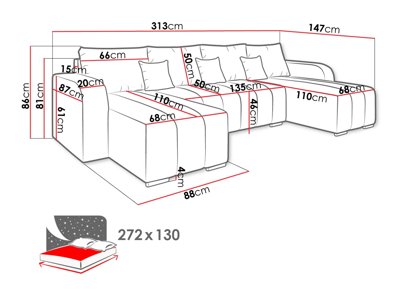 Canapé d'angle Arvada 122 (Lambi 11)