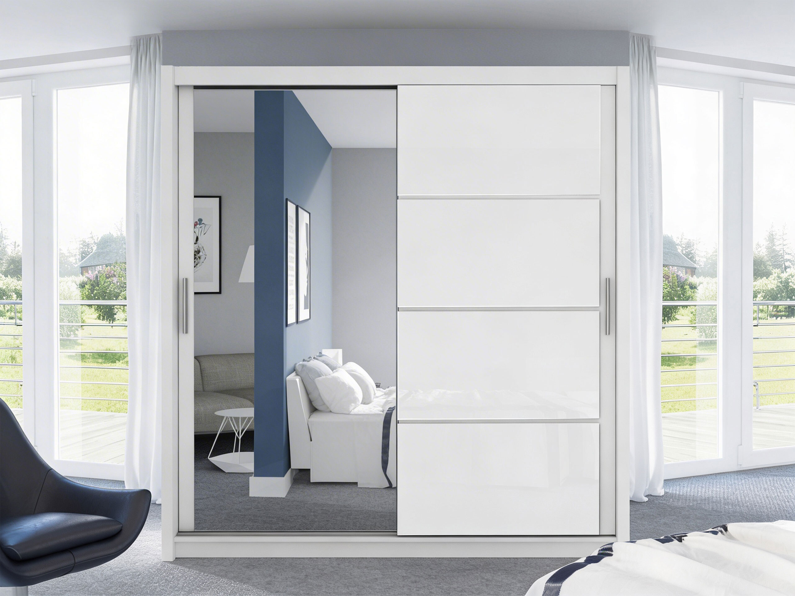 Armoire Honolulu 111 (Blanc + Blanc brillant)