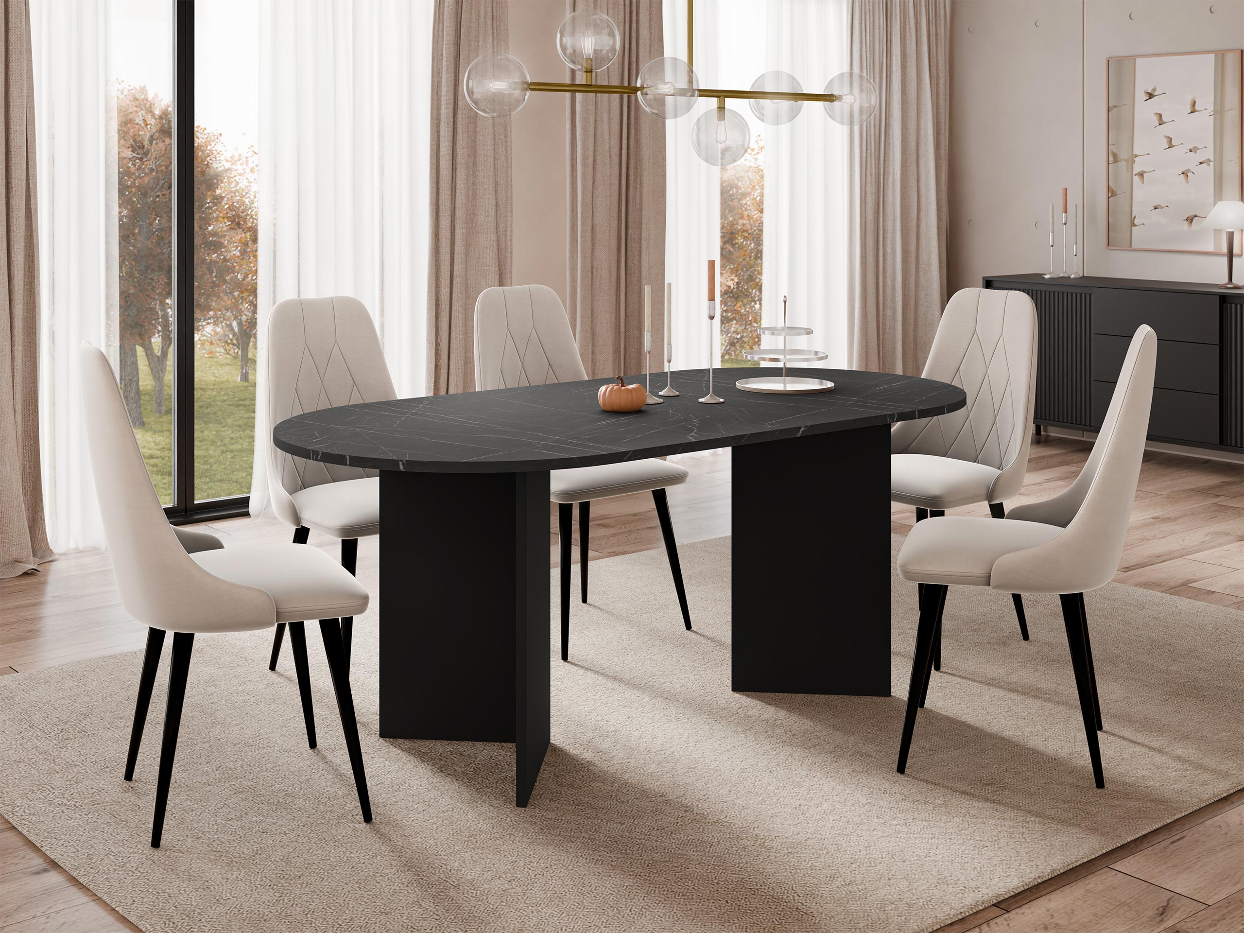 Table Comfivo Fungus (Marbre noir + Noir)