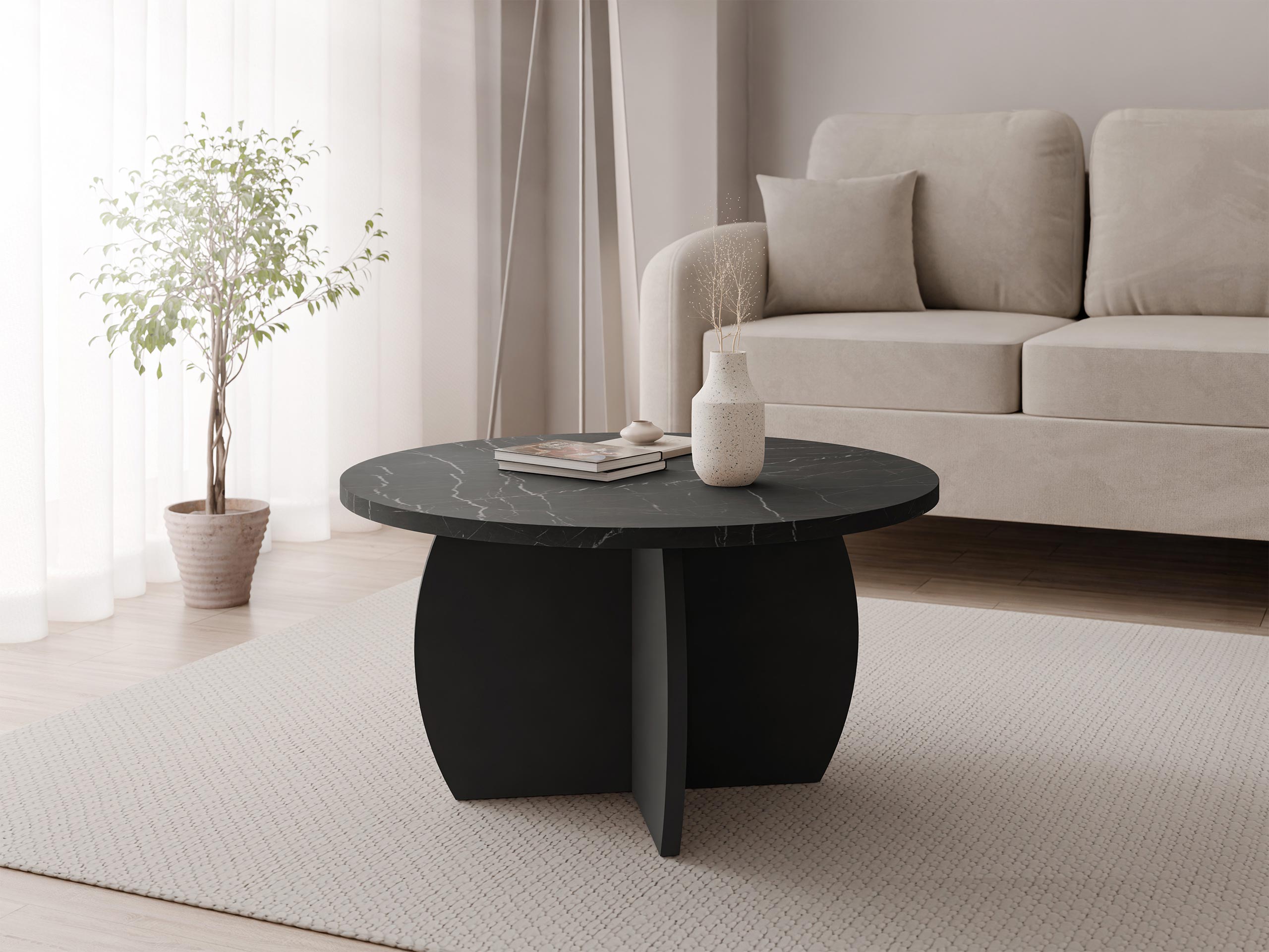 Table basse Comfivo 511 (Marbre noir + Noir)