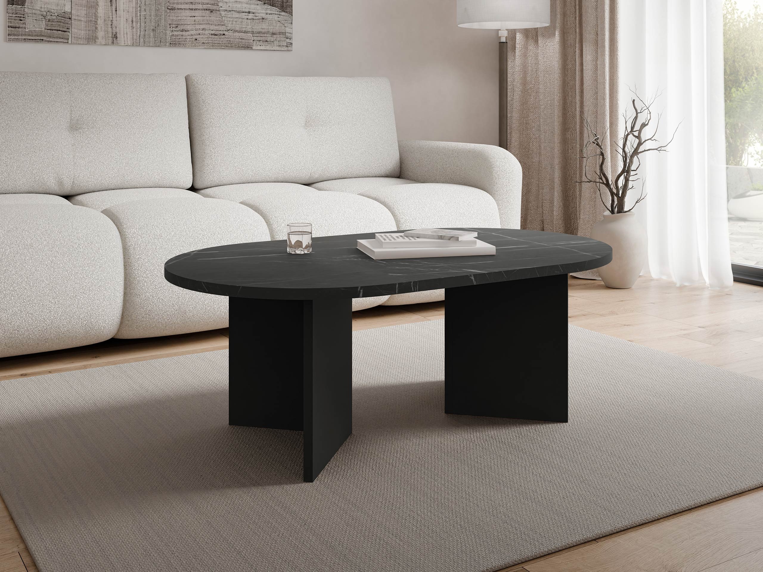 Table basse Comfivo Fungus (Marbre noir + Noir)
