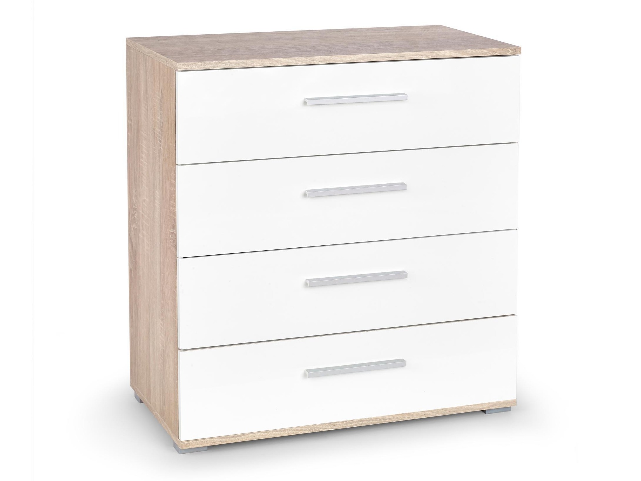 Commode Cirveso 102 (Sonoma chêne + Blanc brillant)