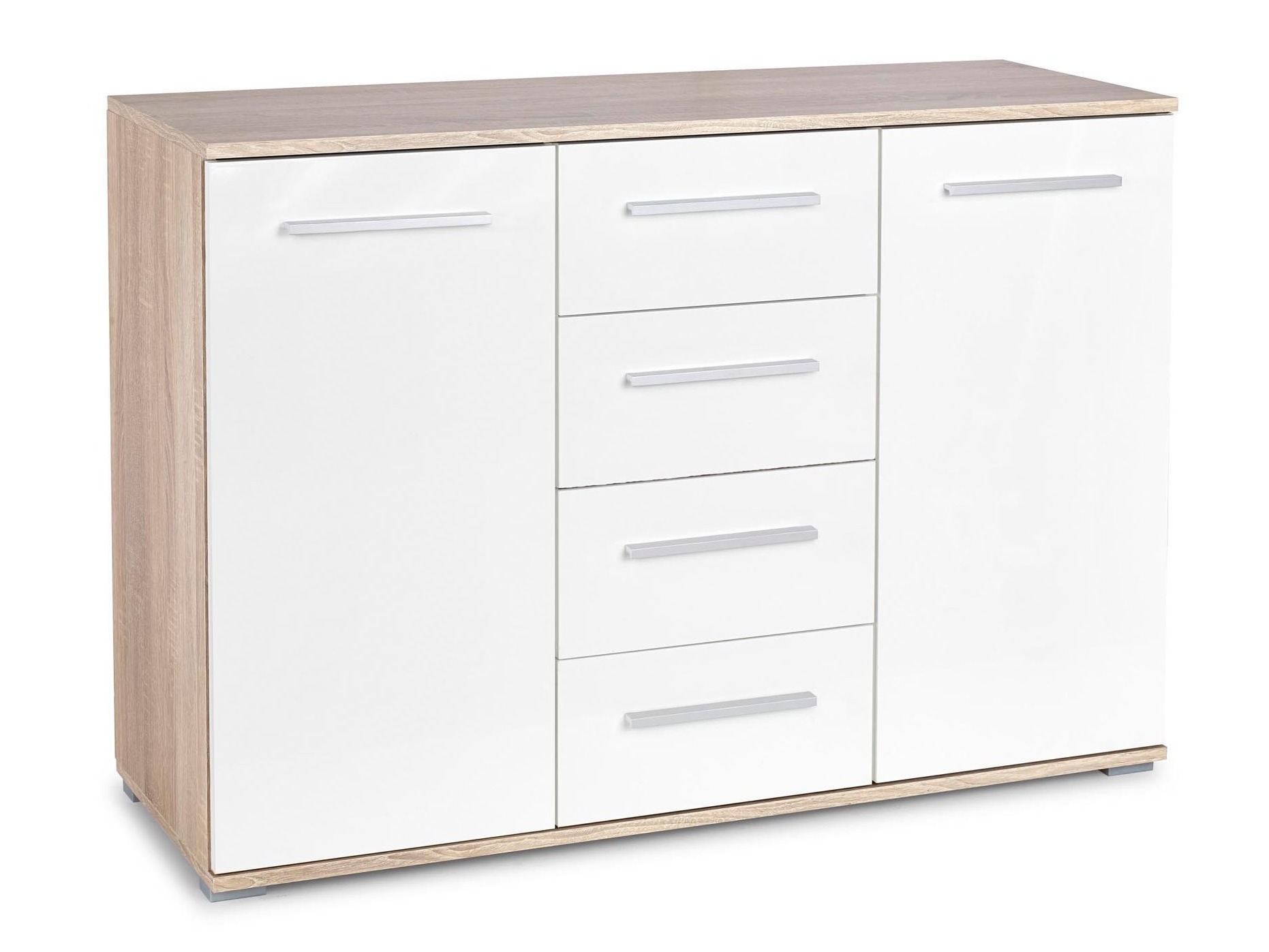 Commode Cirveso 103 (Sonoma chêne + Blanc brillant)